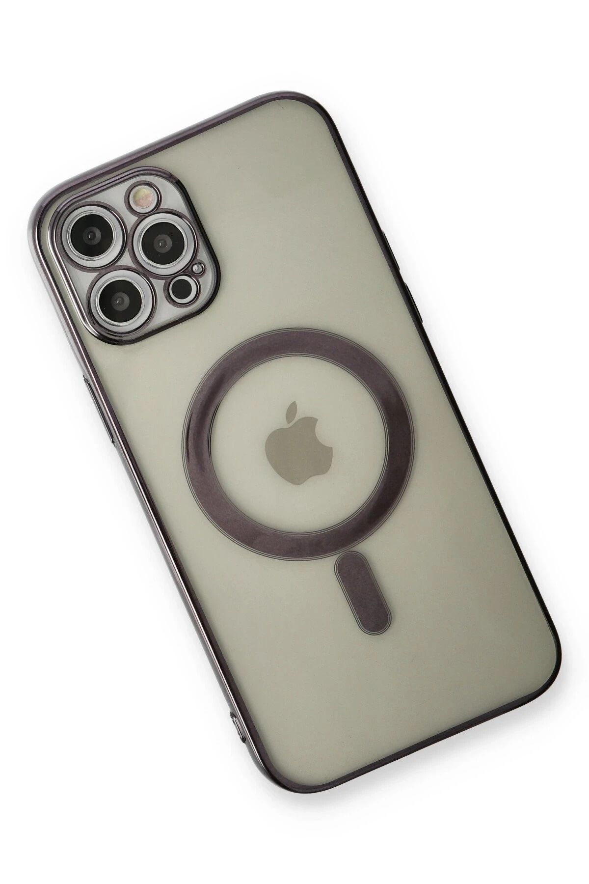 NewFace iPhone 12 Pro Max Kılıf Magneticsafe Lazer Silikon - Siyah DPMAH