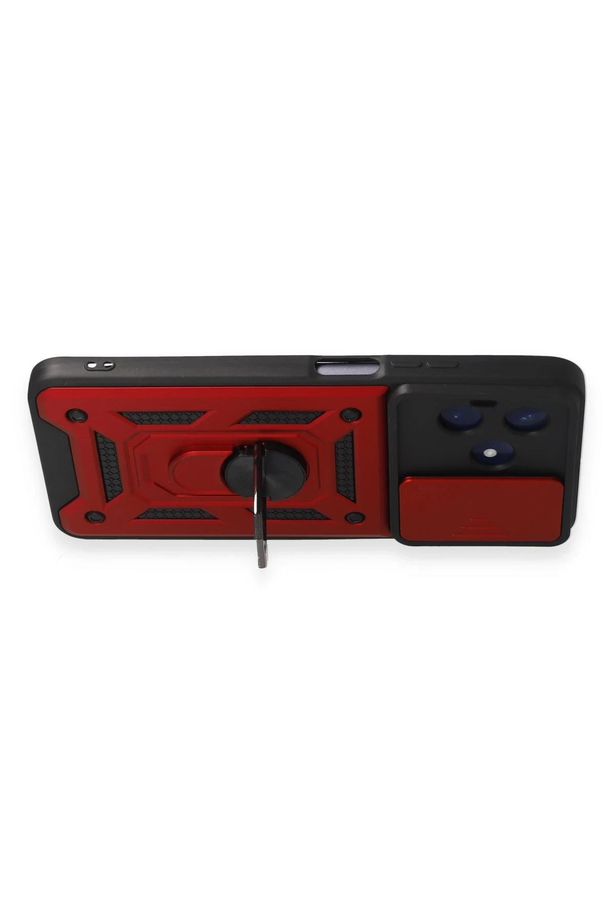 NewFace Realme C53 Kılıf Pars Lens Yüzüklü Silikon - Kırmızı BSTMY