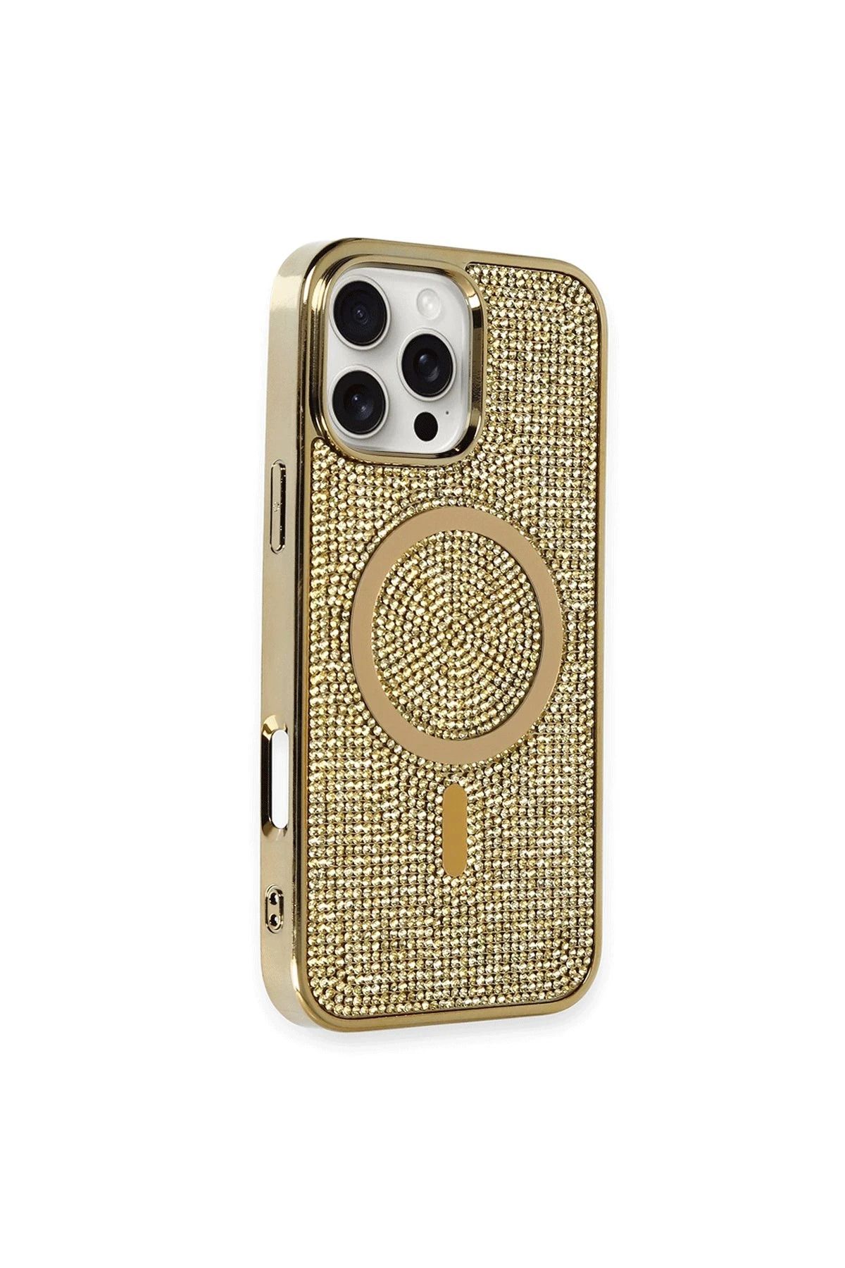 NewFace iPhone 16 Pro Kılıf Diamond Magsafe Kapak - Gold BSTMY