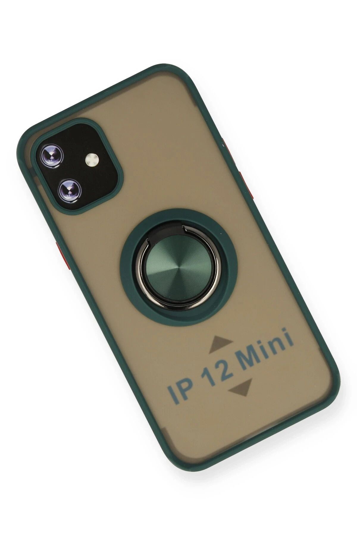 NewFace iPhone 12 Mini Kılıf Montreal Yüzüklü Silikon Kapak - Yeşil SVLRS