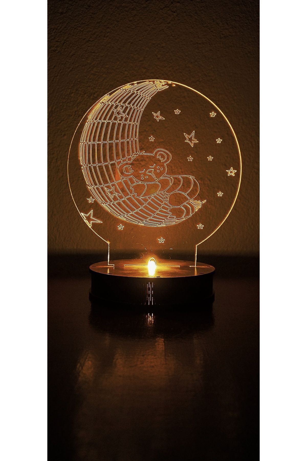 Misspergamon Sleeping bear Ay üstünde uyuyan ayı akrilik gece lambası