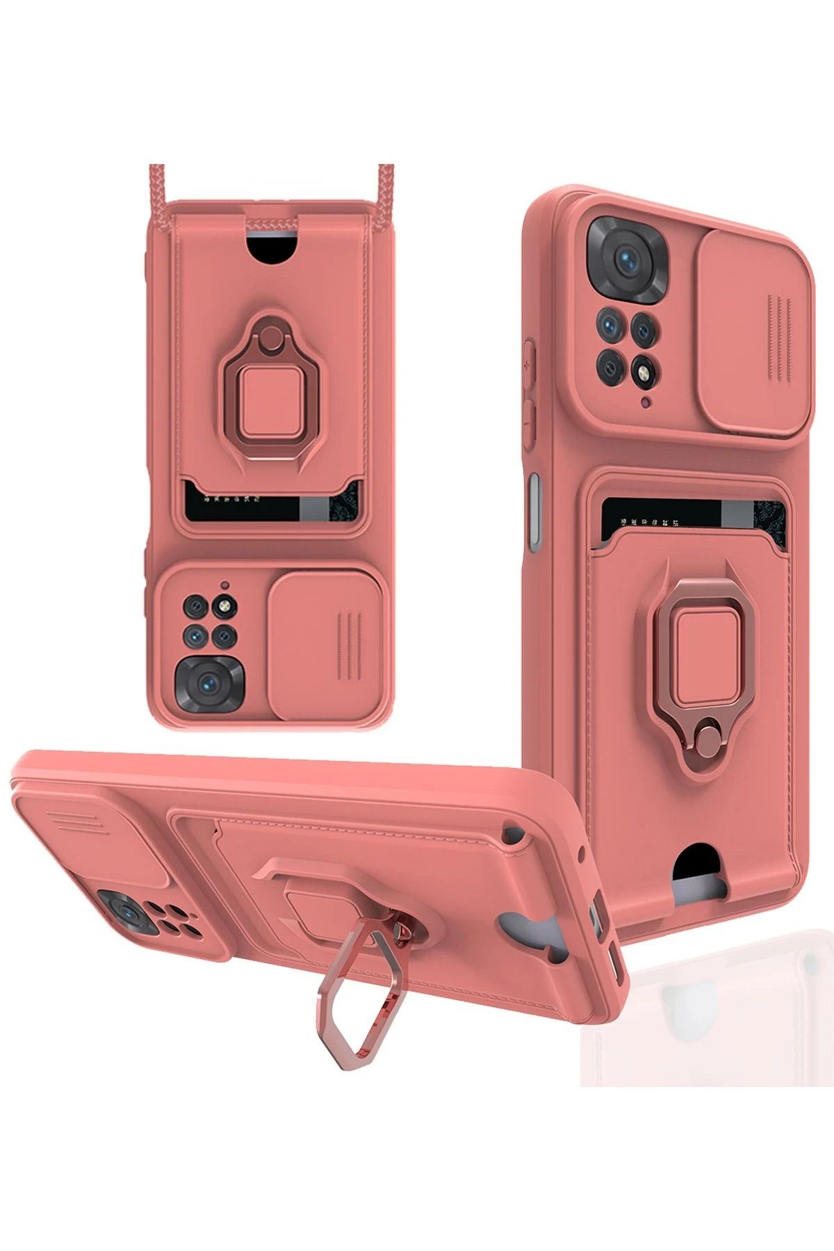 NewFace Xiaomi Redmi Note 11 Pro Kılıf Zuma Kartvizitli Yüzüklü Silikon - Pembe ZRNET