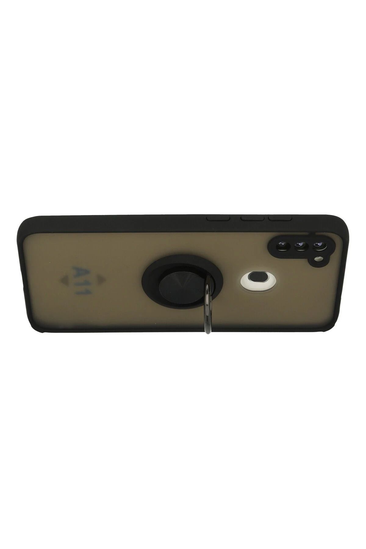NewFace Samsung Galaxy A11 Kılıf Montreal Yüzüklü Silikon Kapak - Siyah DPMAH