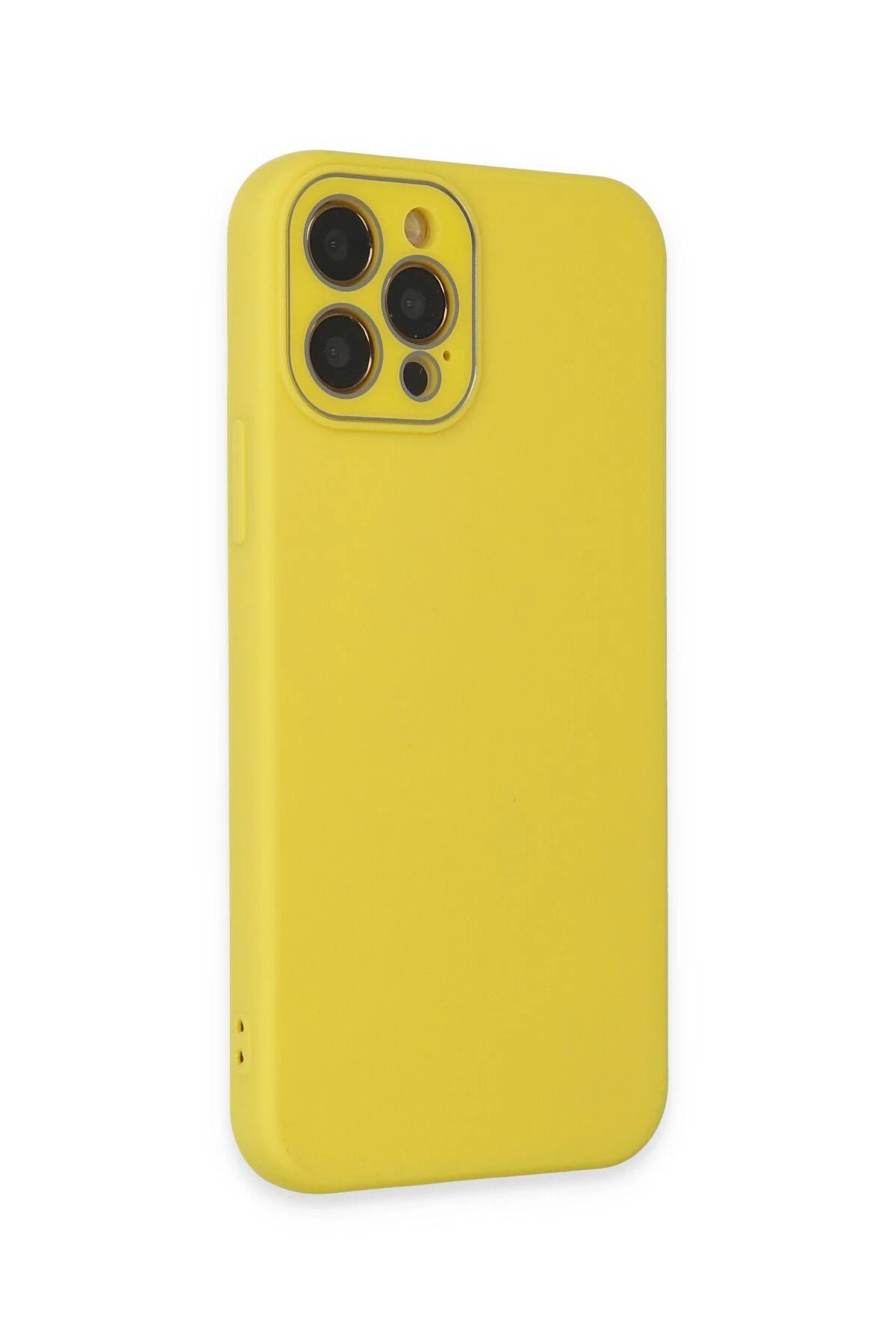 NewFace iPhone 12 Pro Kılıf Lansman Glass Kapak - Sarı BSTMY