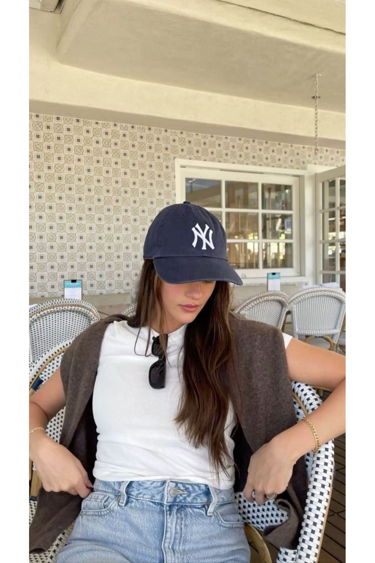 Moda Days Unisex Lacivert Renk Beyaz Nakış NY Nakışlı Beyboz Şapka