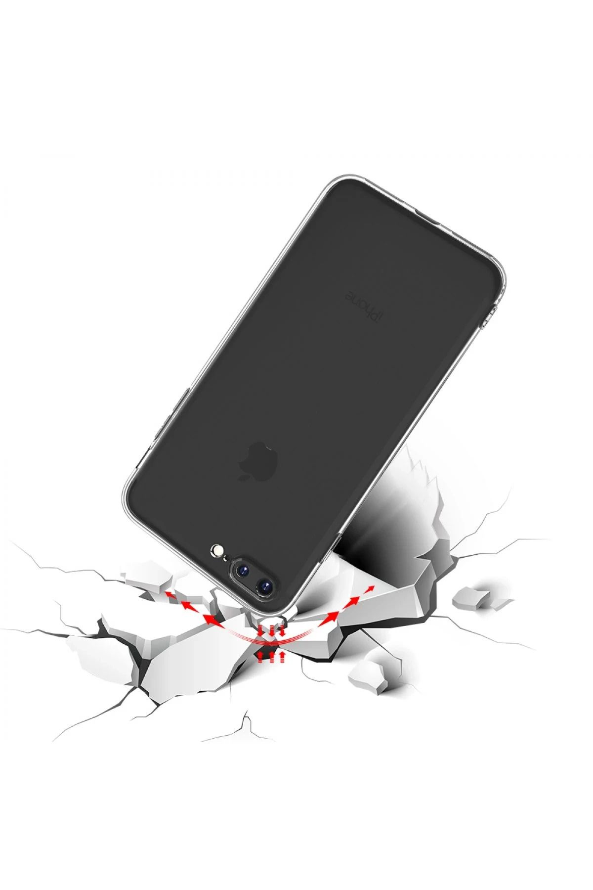 NewFace iPhone 8 Plus Kılıf Deluxe 2mm Şeffaf Silikon SVLRS