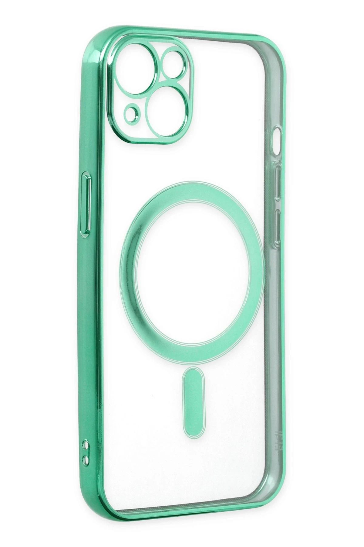NewFace iPhone 14 Plus Kılıf Magneticsafe Lazer Silikon - Haki Yeşil BSTMY