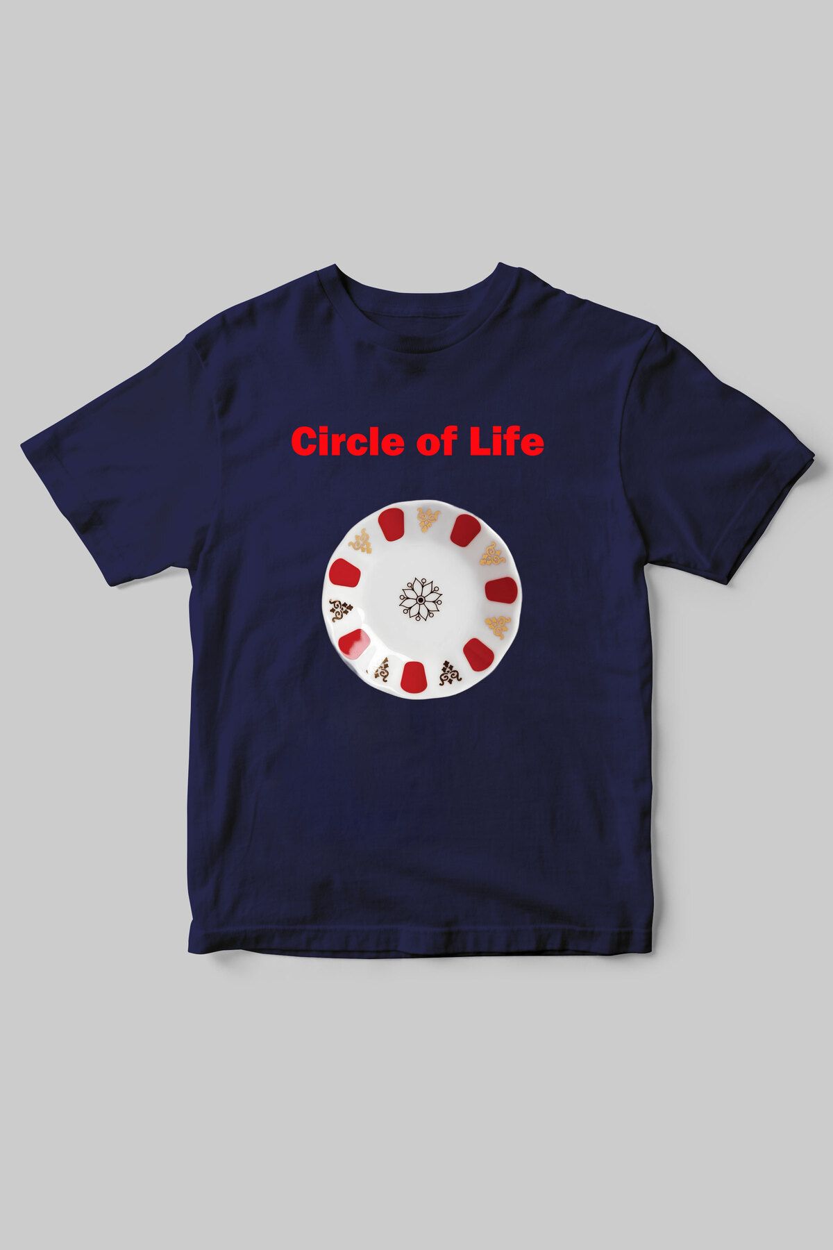 BelovedTR circle of life yazılı çay tabağı baskılı unisex t-shirt