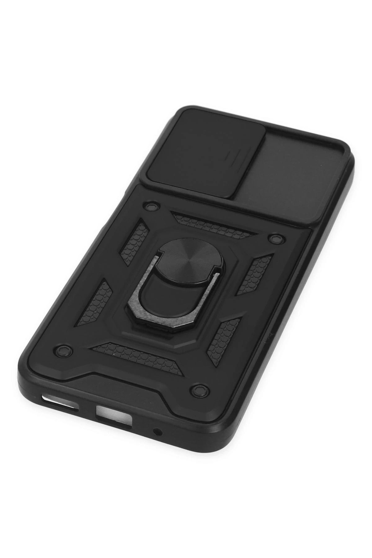 NewFace Xiaomi Poco M5 Kılıf Pars Lens Yüzüklü Silikon - Siyah SVLRS