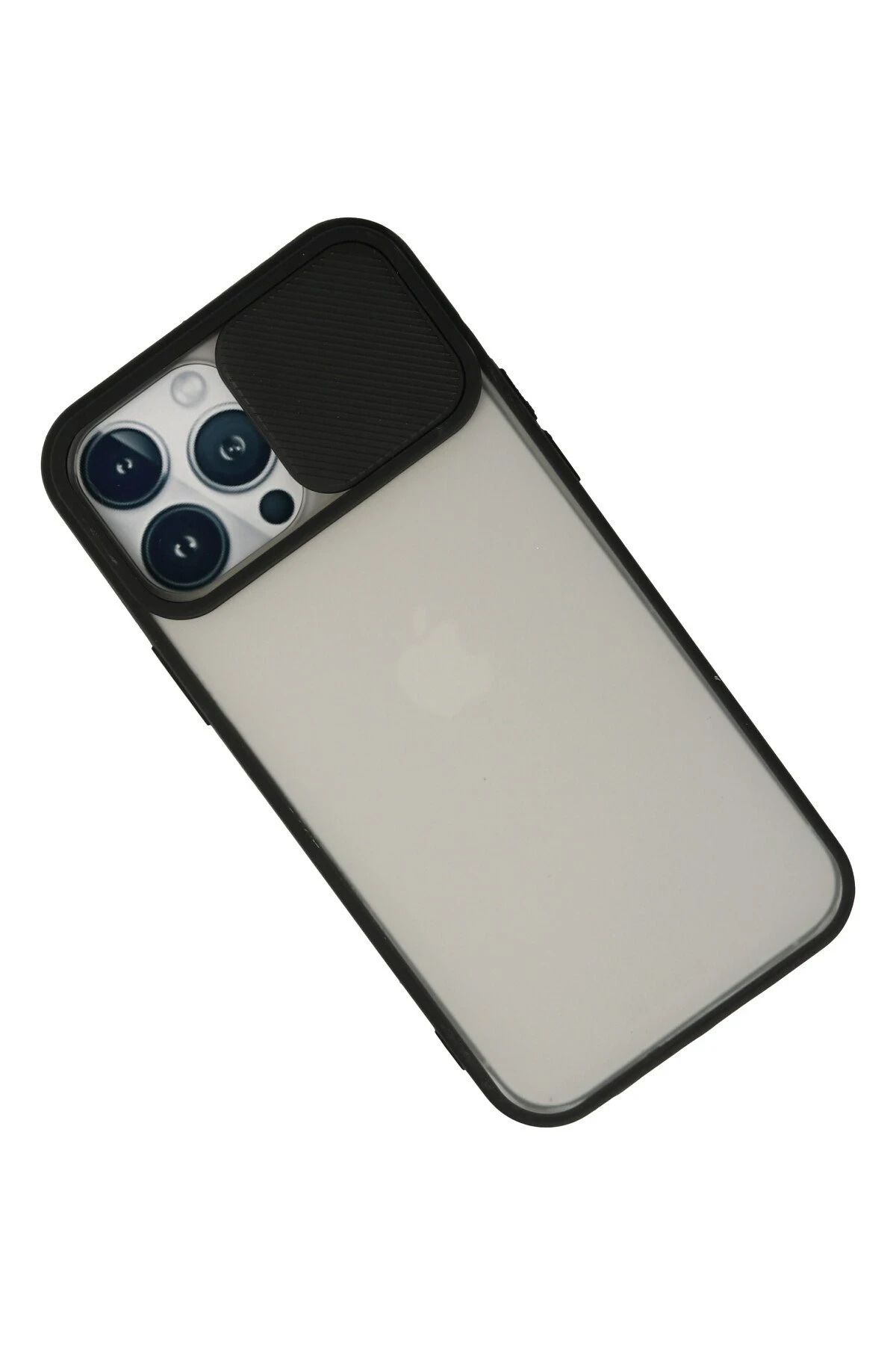 NewFace iPhone 13 Pro Max Kılıf Palm Buzlu Kamera Sürgülü Silikon - Siyah DPMAH