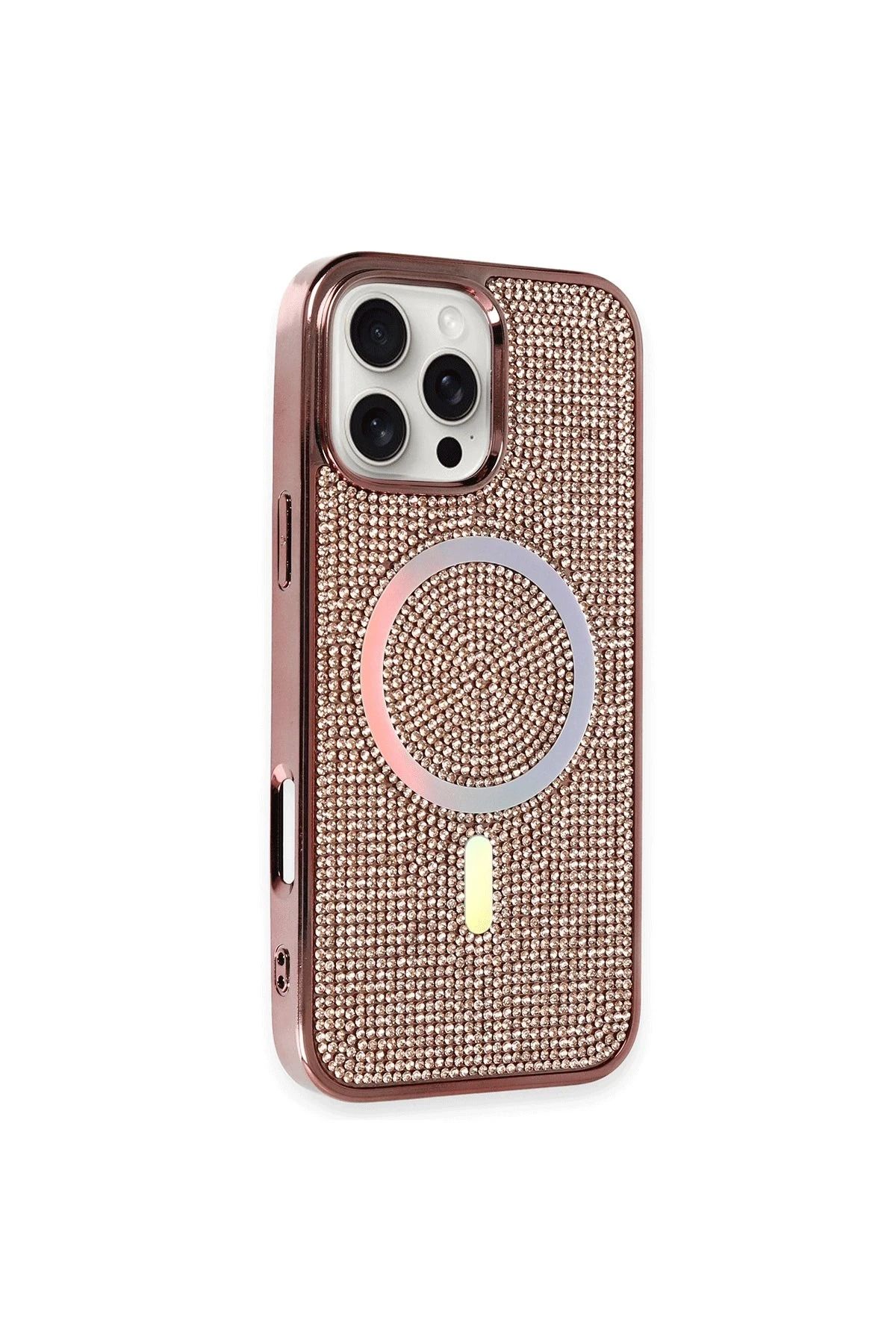NewFace iPhone 16 Pro Kılıf Diamond Magsafe Kapak - Pembe BSTMY