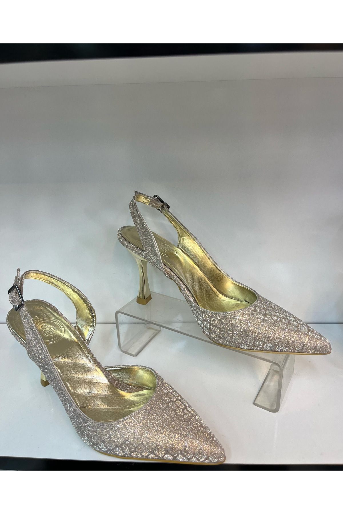 Forever Desenli simli şık abiye stiletto