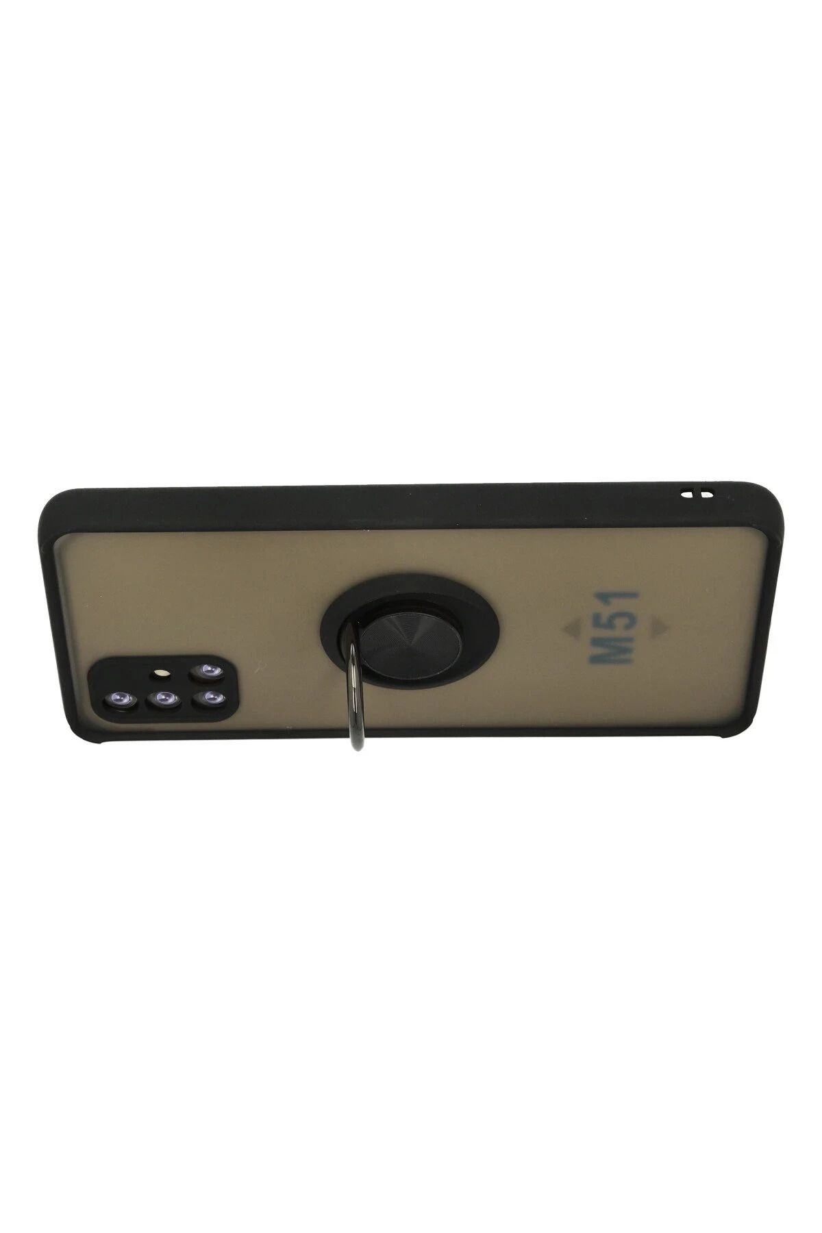 NewFace Samsung Galaxy M51 Kılıf Montreal Yüzüklü Silikon Kapak - Siyah DPMAH