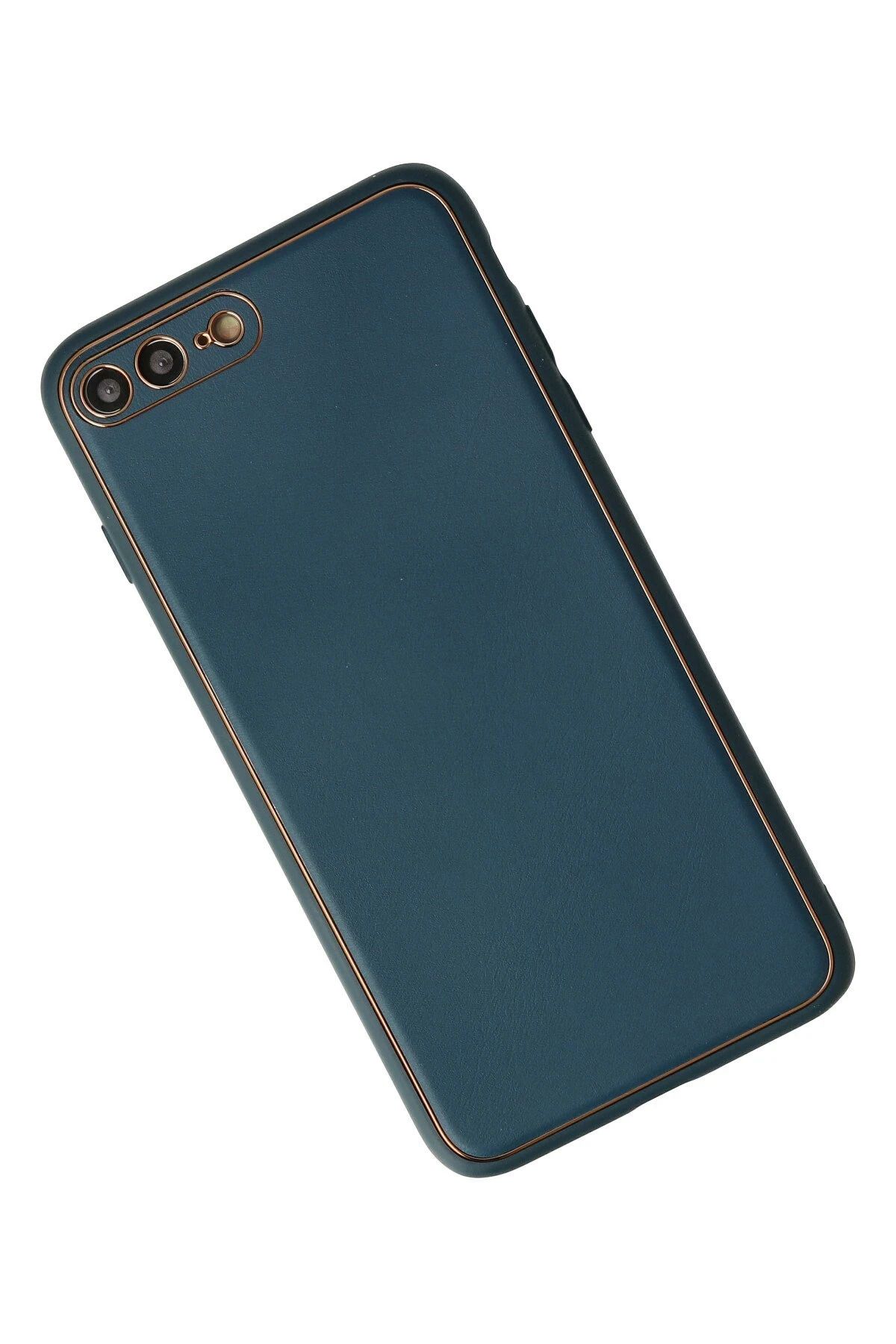 NewFace iPhone 7 Plus Kılıf Coco Deri Silikon Kapak - Mavi BSTMY