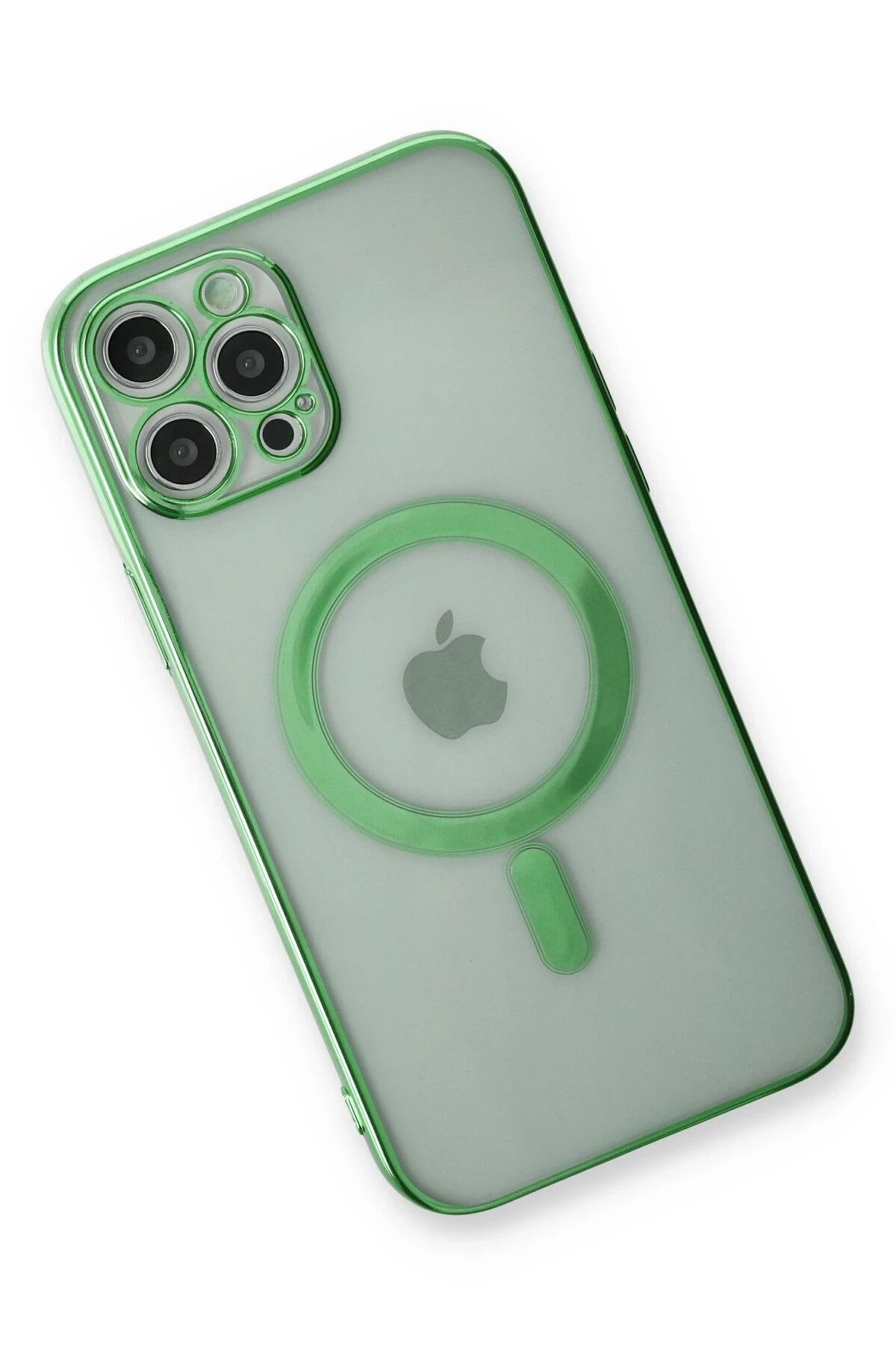 NewFace iPhone 12 Pro Kılıf Magneticsafe Lazer Silikon - Haki Yeşil DPMAH