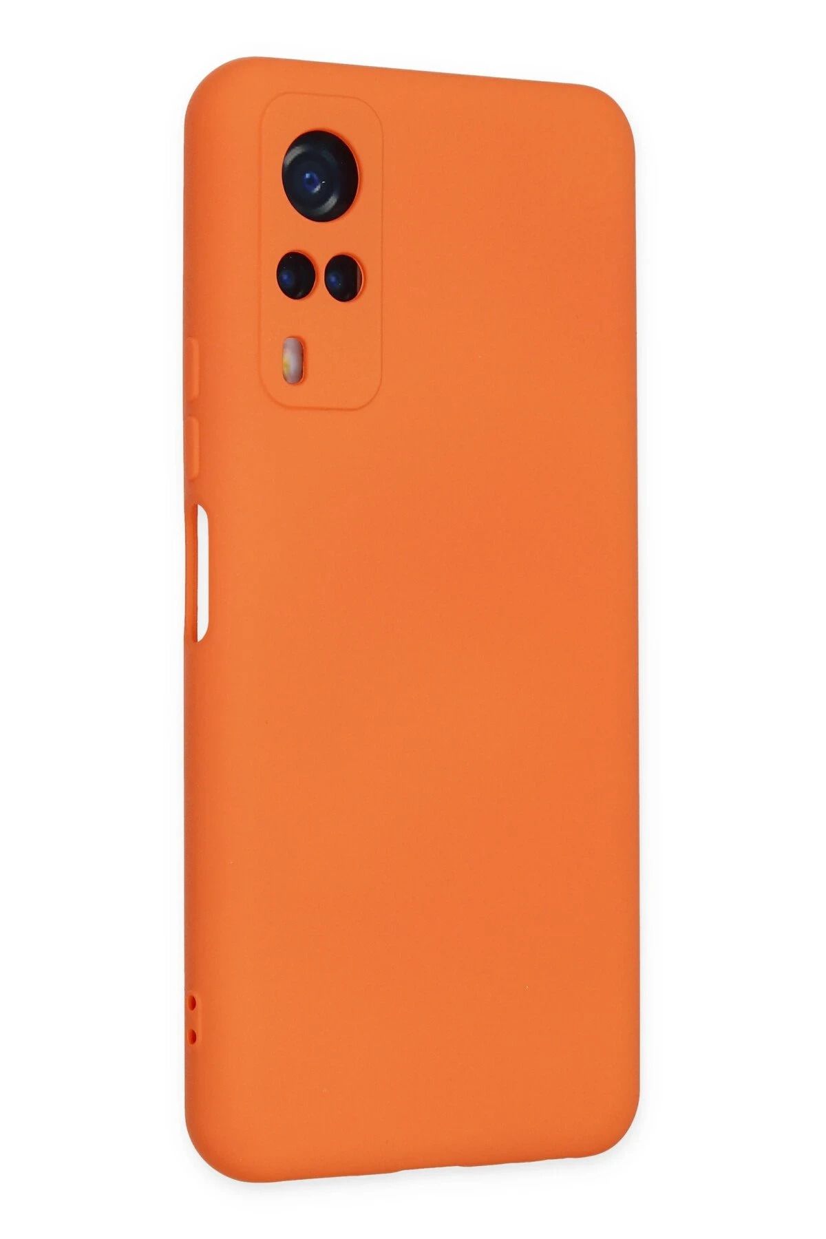 NewFace Vivo Y53S Uyumlu   Kılıf Nano içi Kadife Silikon - Turuncu SVLRS