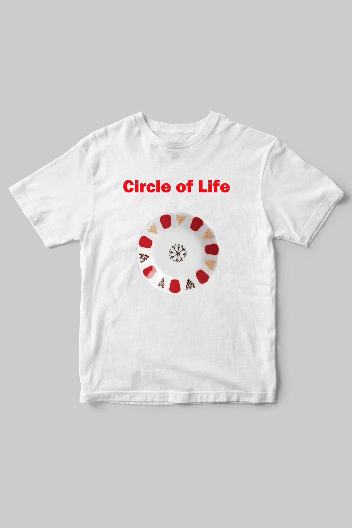 BelovedTR circle of life yazılı çay tabağı baskılı unisex t-shirt