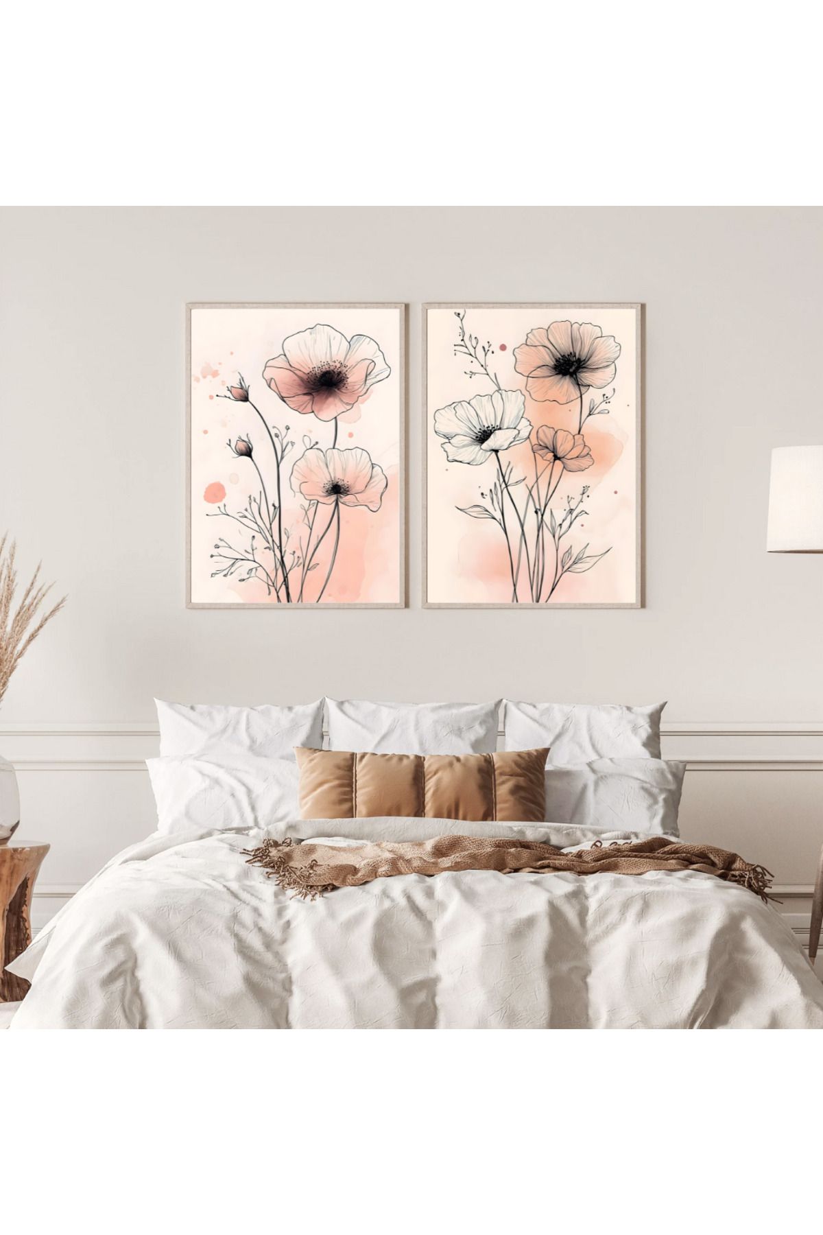 woodhomeworks Ahşap 2'li Çerçeveli Soyut Dekoratif Tablo