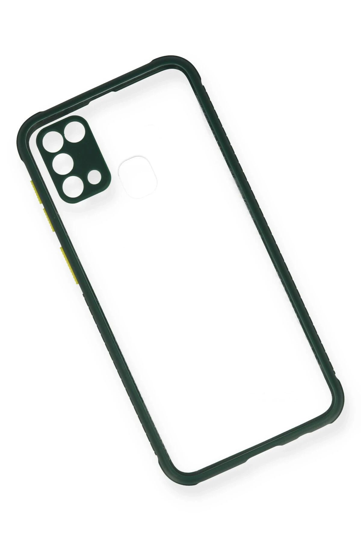 NewFace Samsung Galaxy M31 Kılıf Miami Şeffaf Silikon - Koyu Yeşil DPMAH