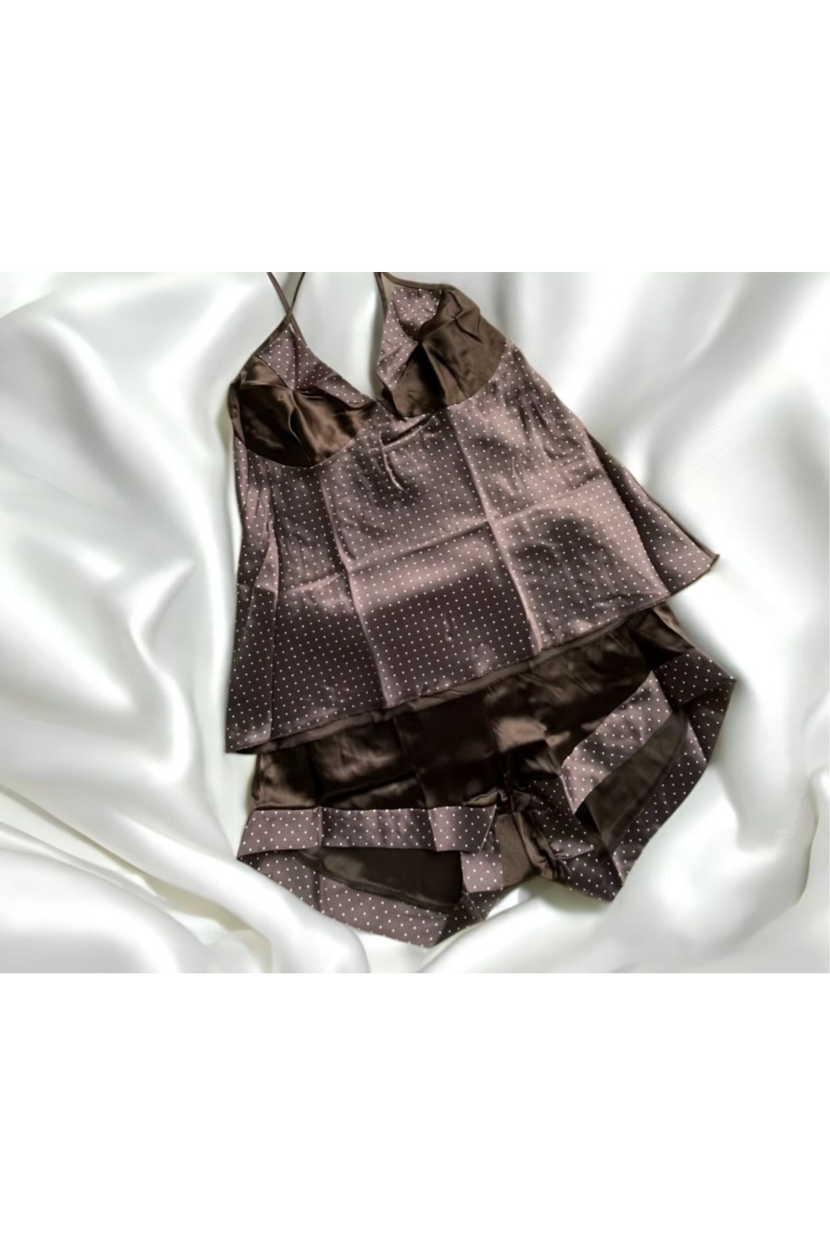 Lotiva Wear Kadın Saten Askılı Şortlu  Pijama  Takım