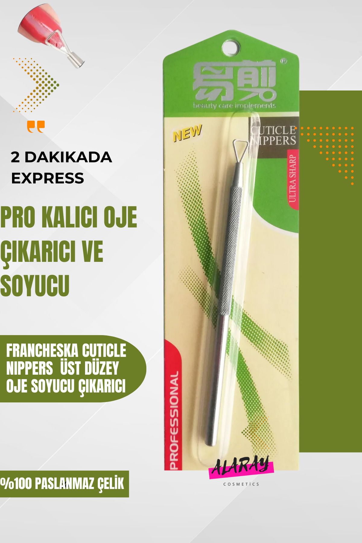 Francheska Pro Kalıcı Oje Jel Çıkarıcı ve Oje Soyucu, El Ayak Tırnak Kuru Manikür Pedikür (100% Paslanmaz)