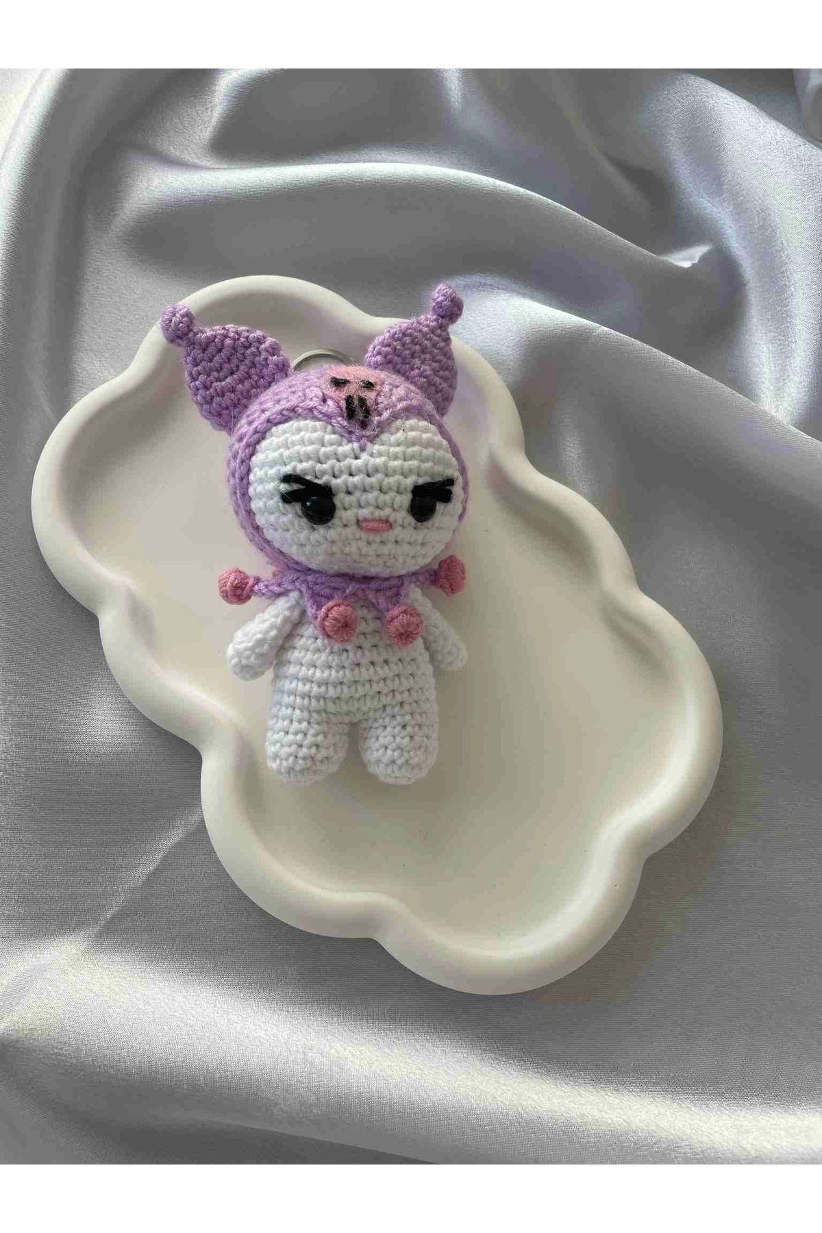 STOREMAX Amigurumi Anahtarlık El Yapımı Kuromi 12 cm Lila