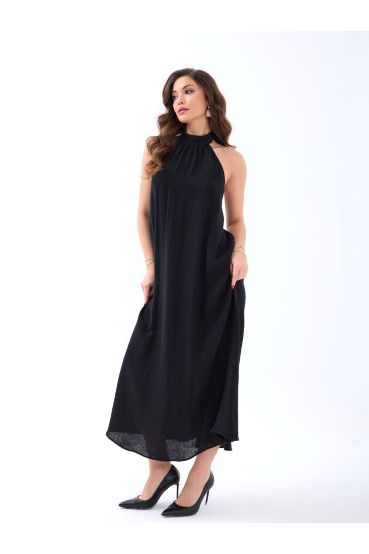 ARUZ MODA 7145 ELBİSE-SİYAH