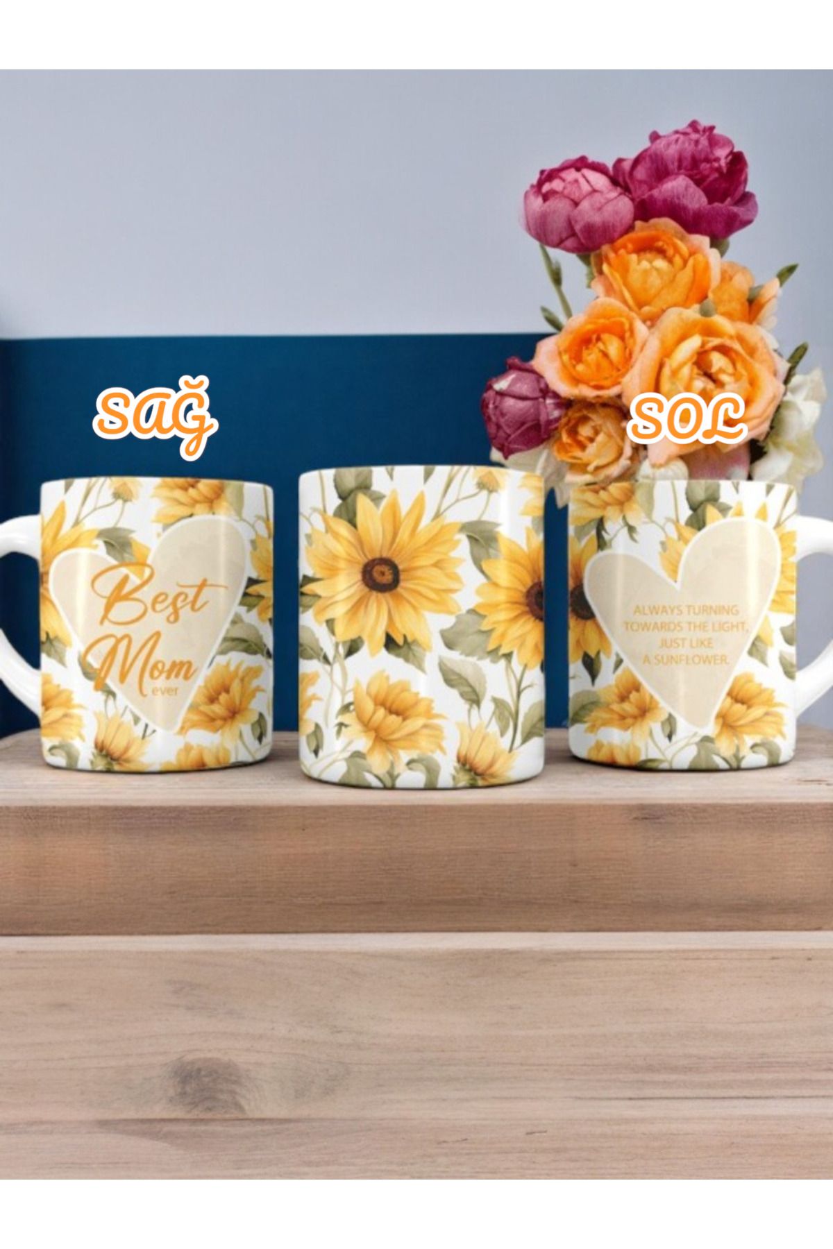 MS Major Selection Anneler Günü Kupa Bardak – Best Mom Ever Yazılı Ayçiçeği Temalı Hediye Kupa