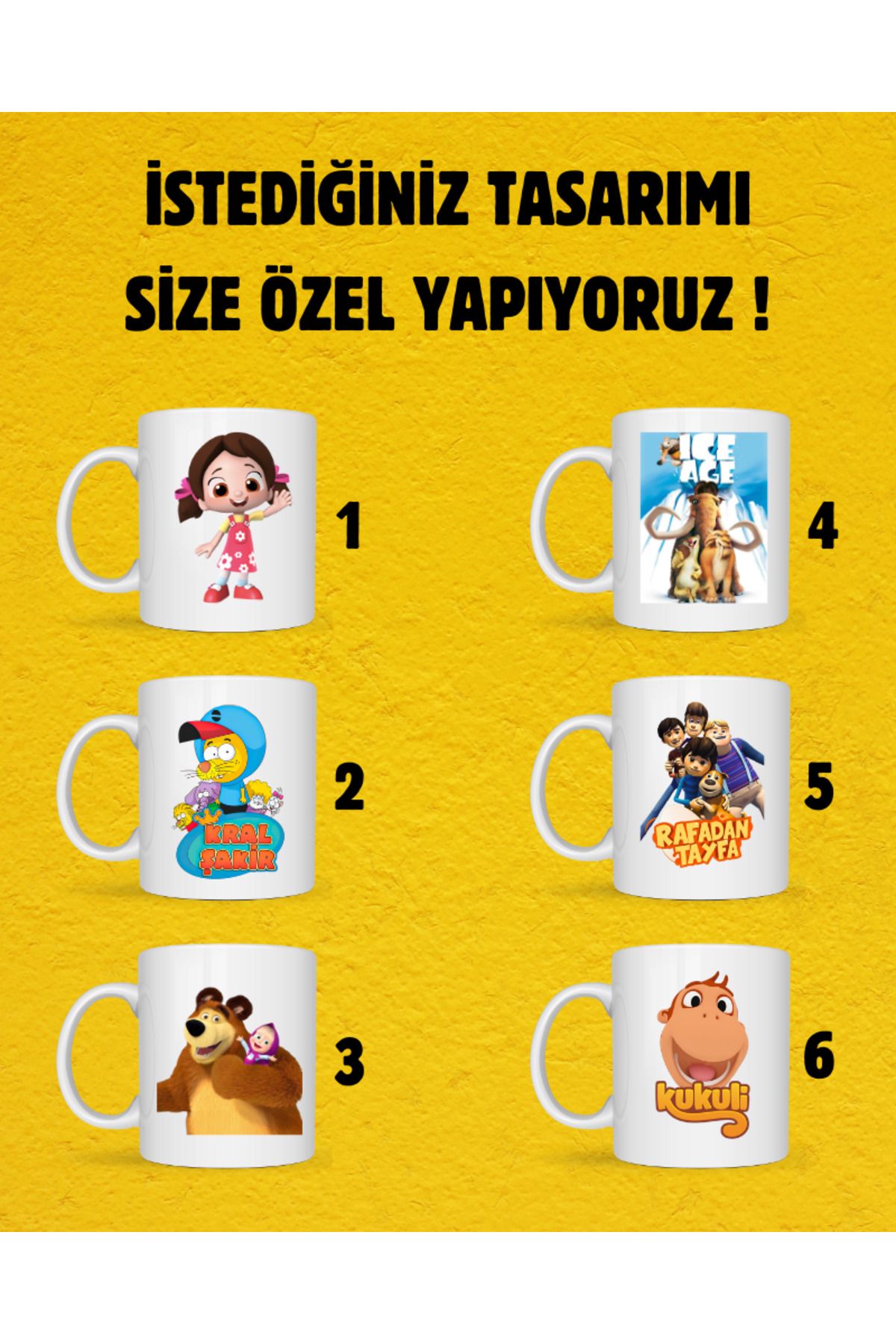 Gens Baskı Market ÇİZGİ FİLM KUPA BARDAK - MUG - KAHVE BARDAĞI - KİŞİYE ÖZEL KUPA BARDAK