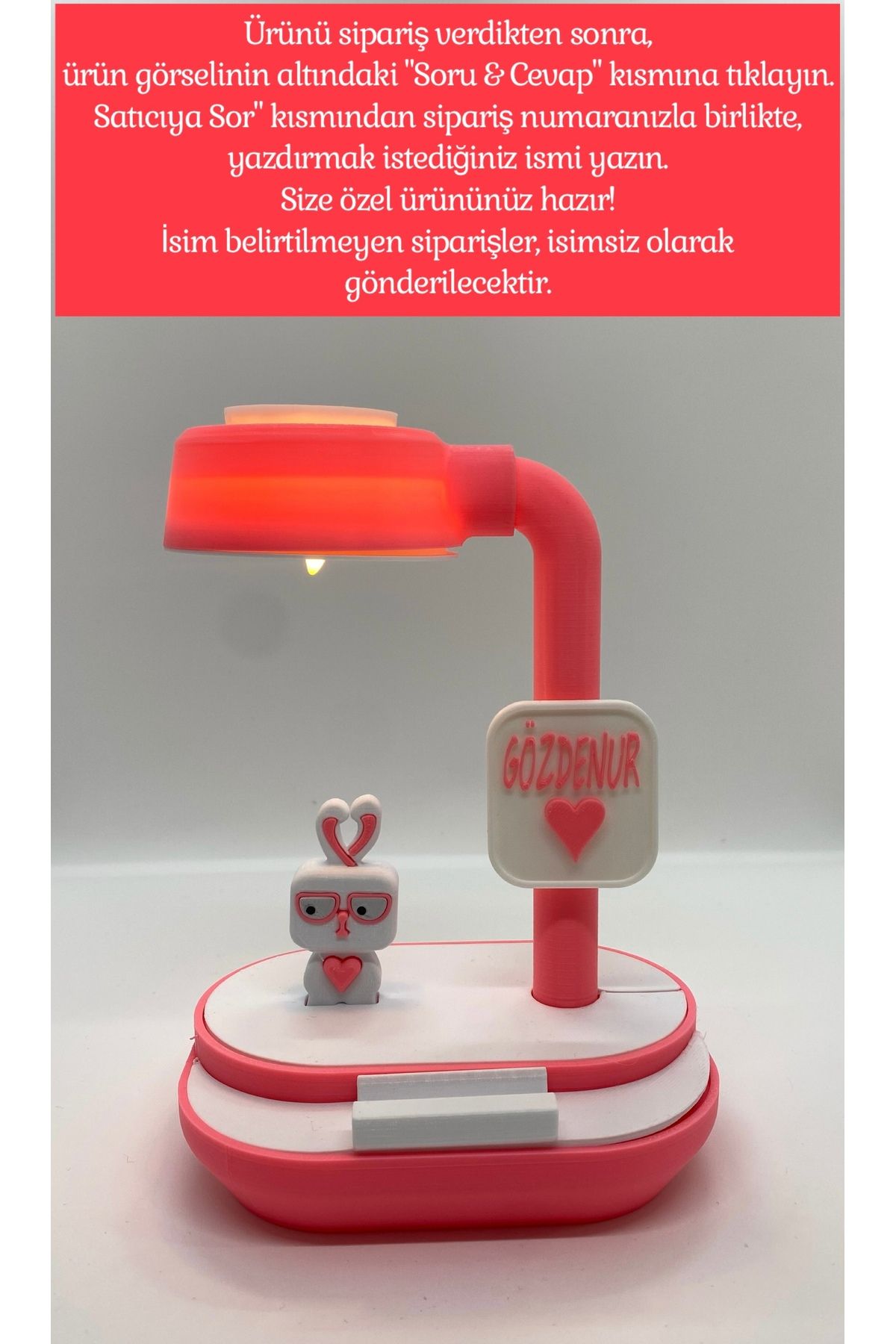Güneş Sanat Evi Kişiye Özel İsimli Telefon Tutucu Ve Gece Lambası + Led Mum