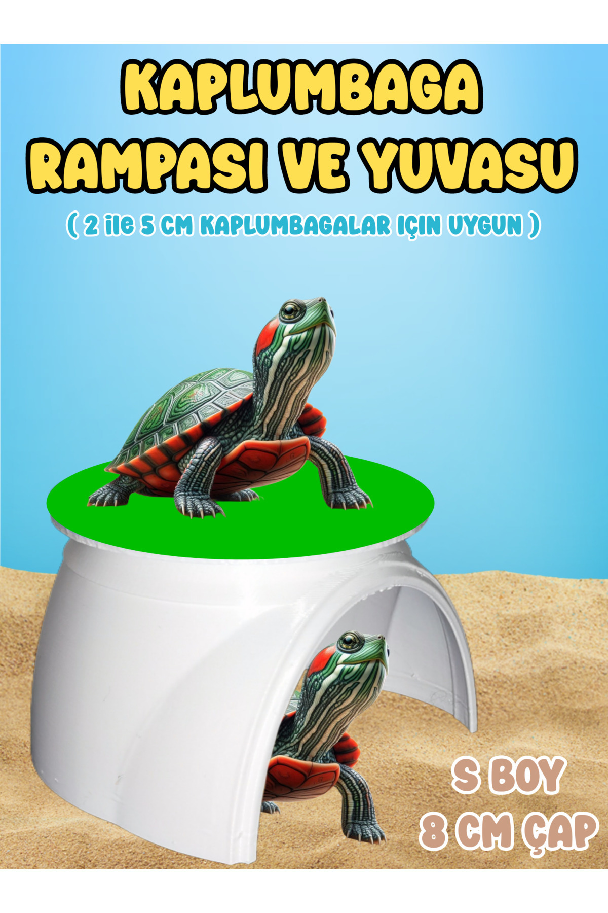 K×MING 2'si 1 Arada Kaplumbağa Rampası ve Yuvası ( S BOY ) Kaplumbaga Kayası