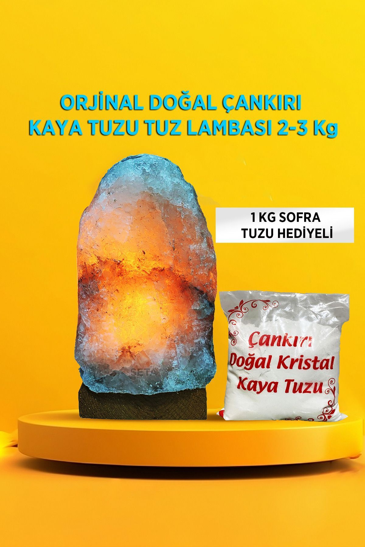 Seta Doğal Çankırı Kaya Tuzu Tuz Lambası 2-3 Kg Sofra Tuzu Hediyeli