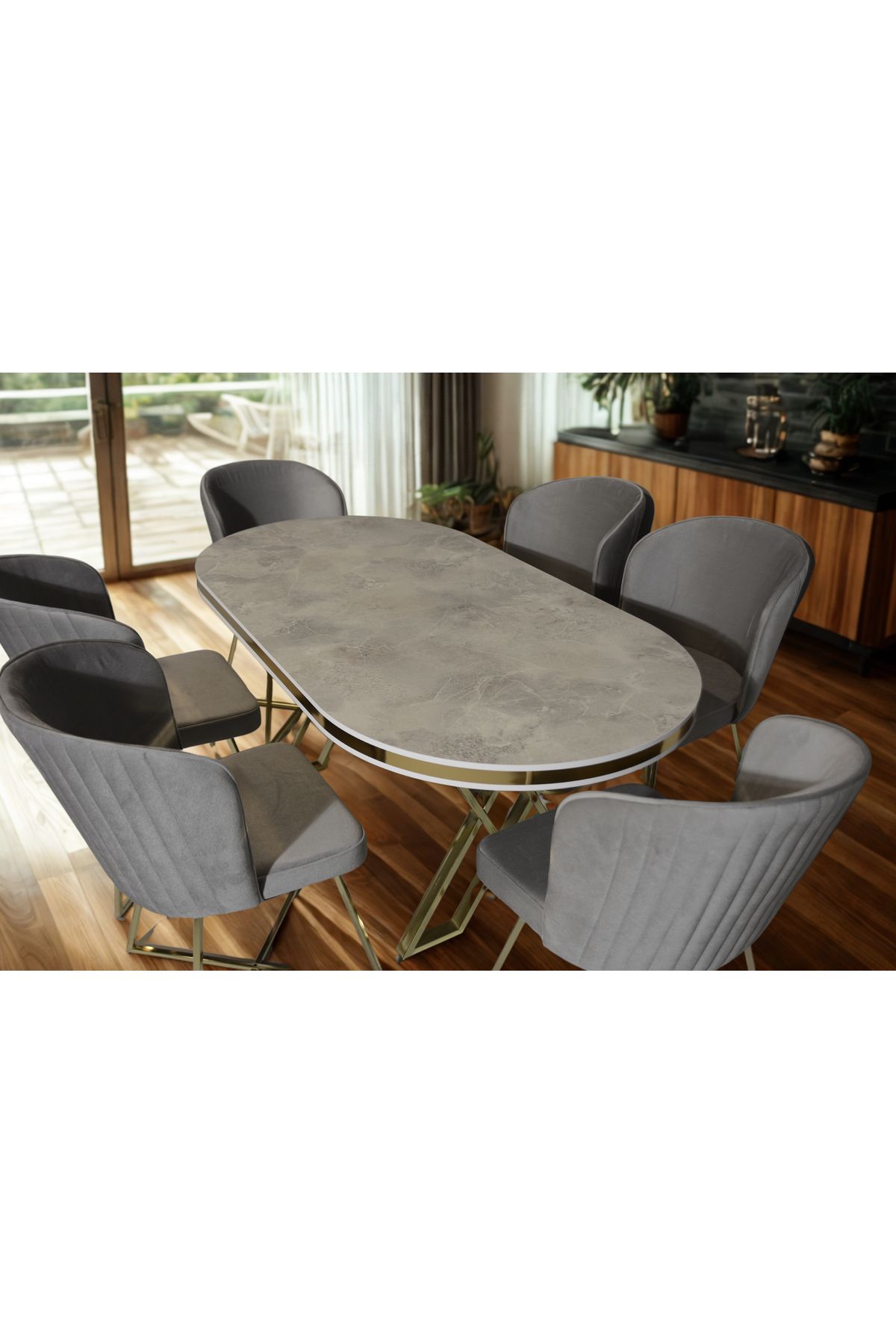 ÜNALMIŞ SALON VE MUTFAK YEMEK MASASI TAKIMI 90X170 ( MASA VE 6 SANDALYE )