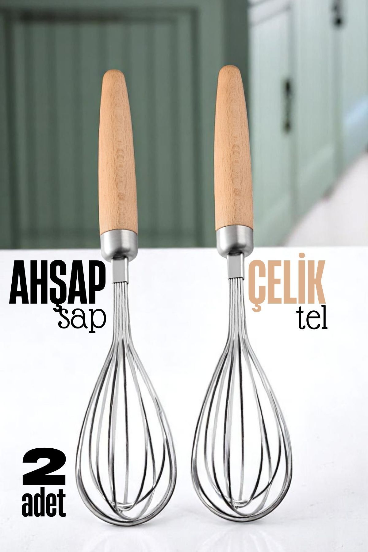Transformacion Ahşap Saplı Çelik Çırpıcı - Yumurta ve Sos Çırpıcı, Mutfak Çırpıcısı, Çırpma Teli 721639