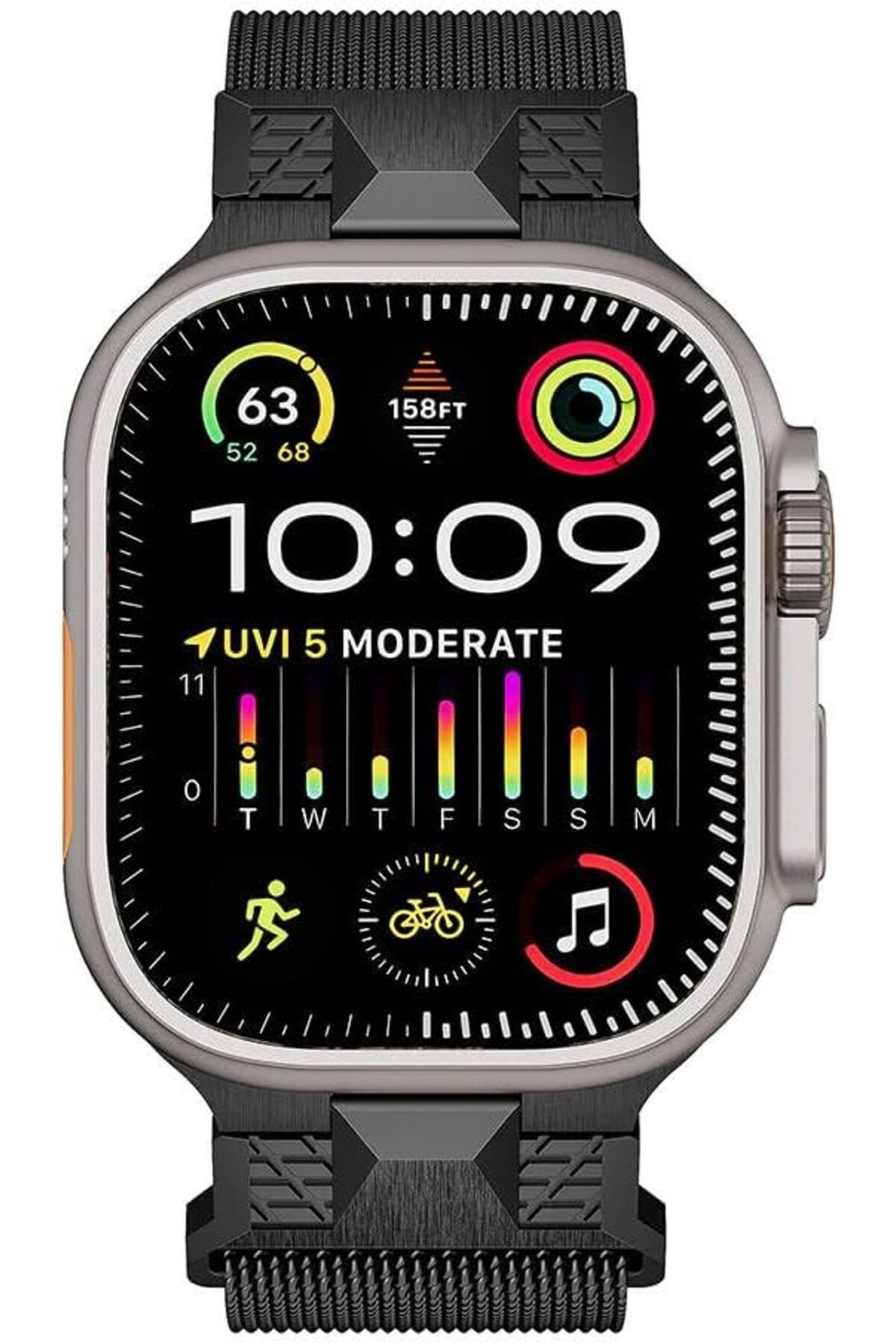 STOREMAX lbstorex İle Uyumlu Watch Ultra 49mm KRD-107 Metal Hasır Kordon Siyah Newdsng 1116818