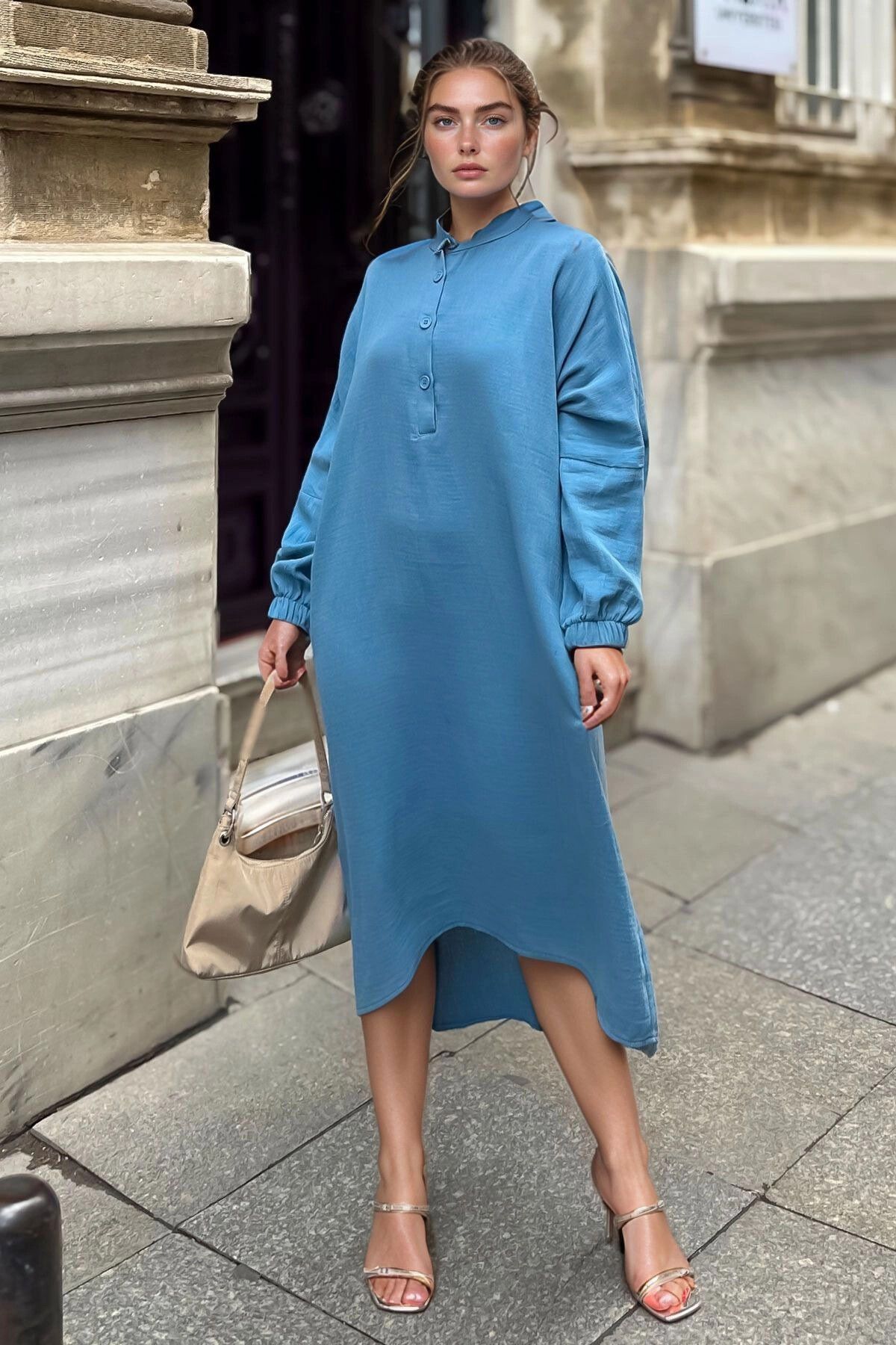 bacc Saks Oversize Yarım Patlı Elbise BCBSK-25700-3515