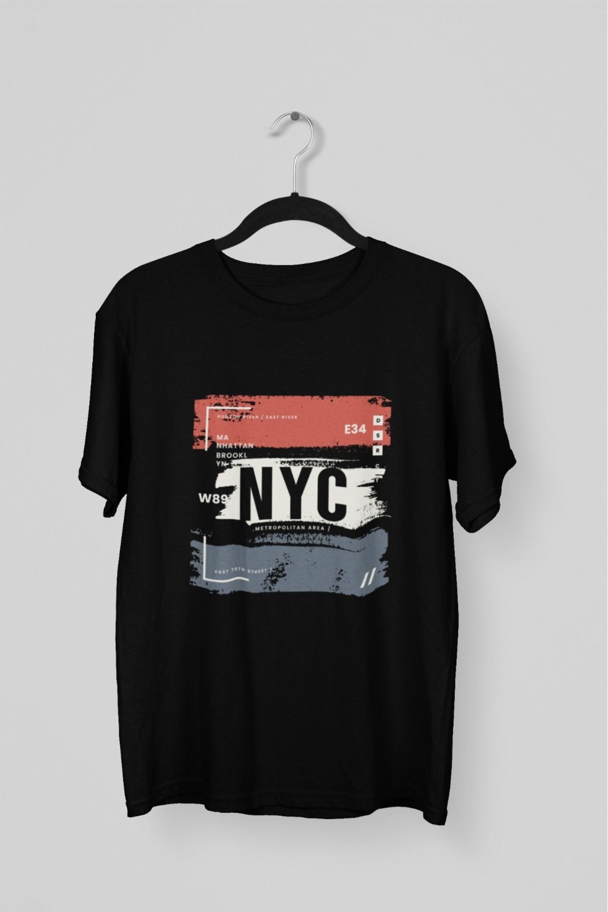 Butik ERKEK/KADIN -NYC- TRANSFER BASKILI YUVARLAK YAKA KISA KOL TİŞÖRT