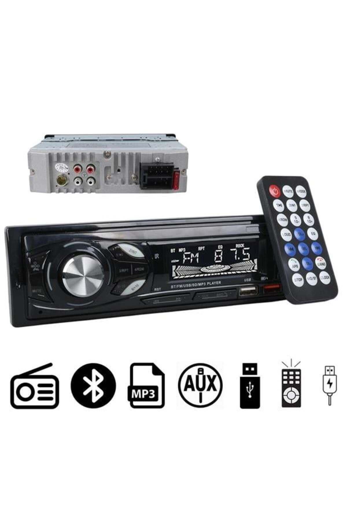 DENİZBİLİŞİM Carstar Cs-107 Çift Usb/Sd/Fm/Aux/Bluetooth Kumandalı Oto Teyp 4X60 Watt