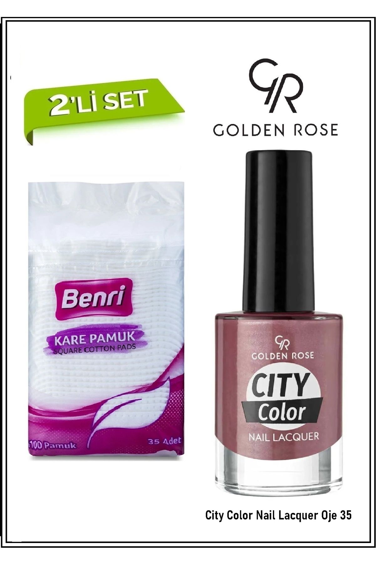 Benri %100 Kare Pamuk + City Color Nail Lacquer Oje - 2 Adet Makyaj Seti