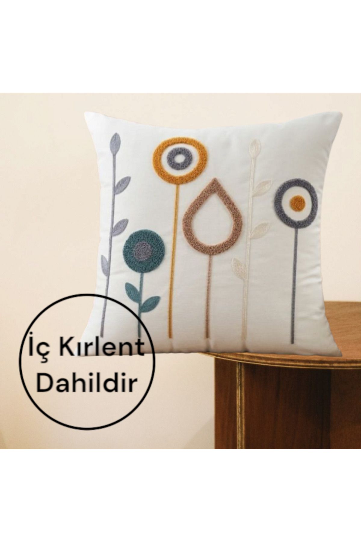 DENBU TEKSTİL LÜKS İŞLEMELİ PUNCH KIRLENT 1 ADET İÇ DOLGU DAHİL