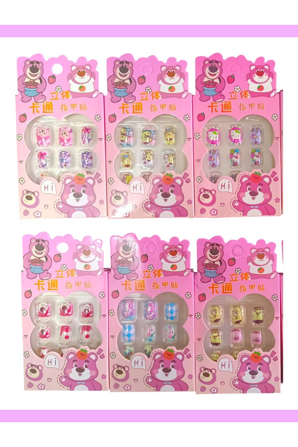 Eva Rose 6 Paket Kendinden Yapışkanlı takma Tırnak Çocuk takma Tırnak Kız çocuk Tırnak Çocuk Takma Tırnağı