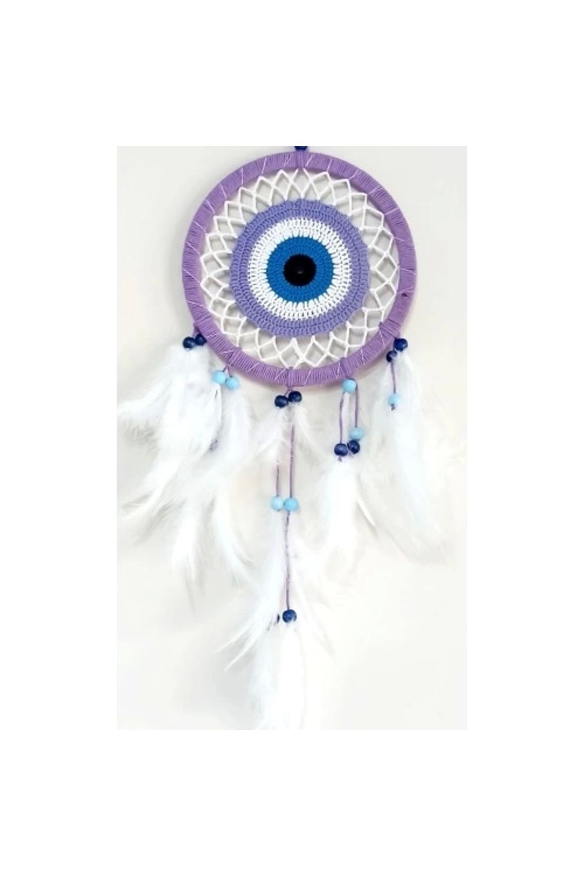 HayMed Nazar Boncuğu Motifli Lila Rengi Dream Catcher Düş Kapanı Duvar Süsü