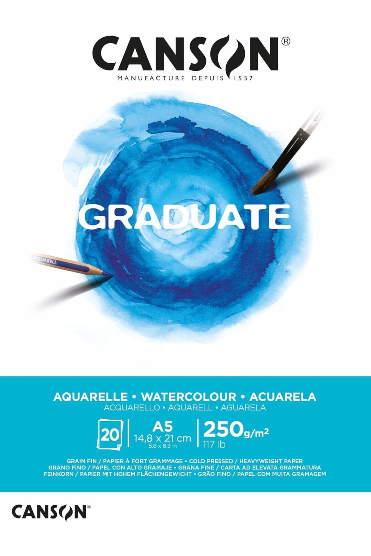 STOREMAX daliashops Mezun Suluboya 250 gsm A5 Kağıt, Soğuk Preslenmiş, Tampon Yapıştırılmış Kısa T