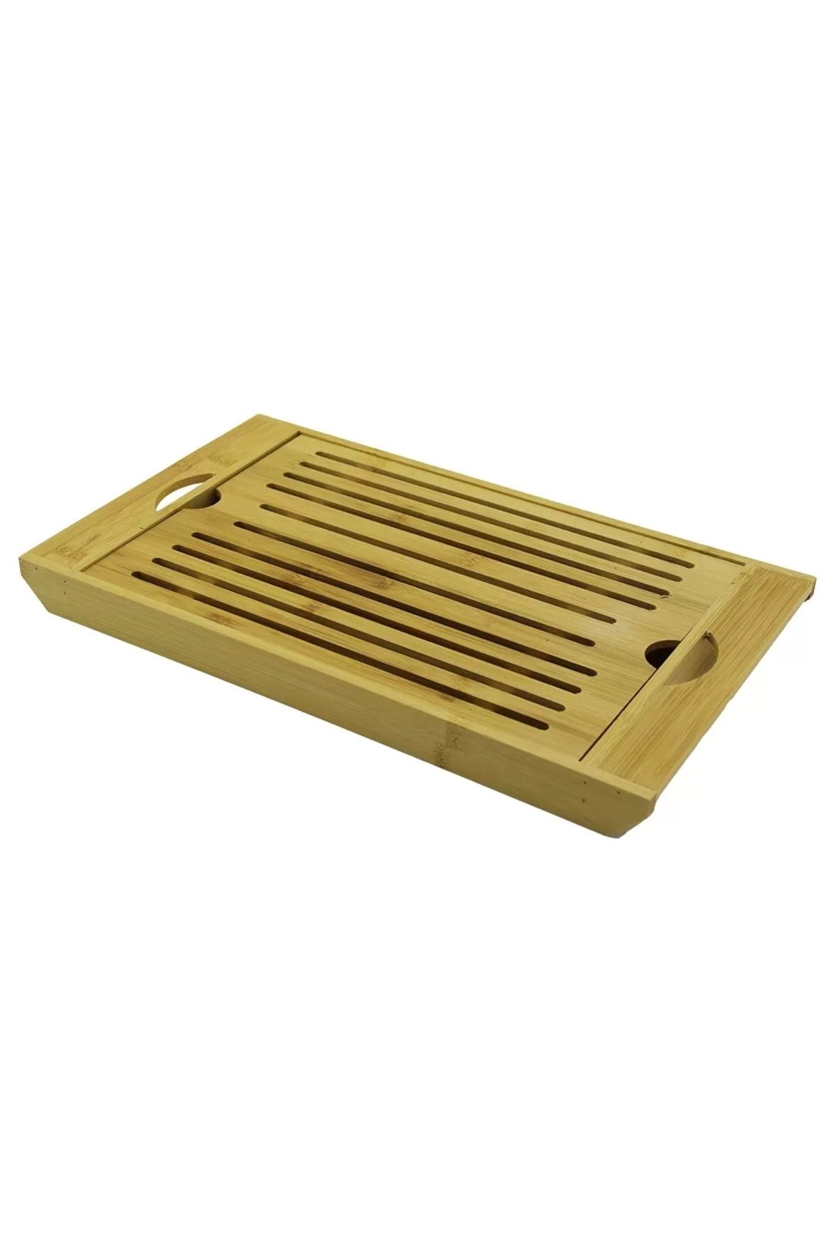 HayMed 2ın1 Izgaralı Bambu Ahşap Kesim Panosu - Tepsi Kesim: 20.5x29.5cm - (4172)