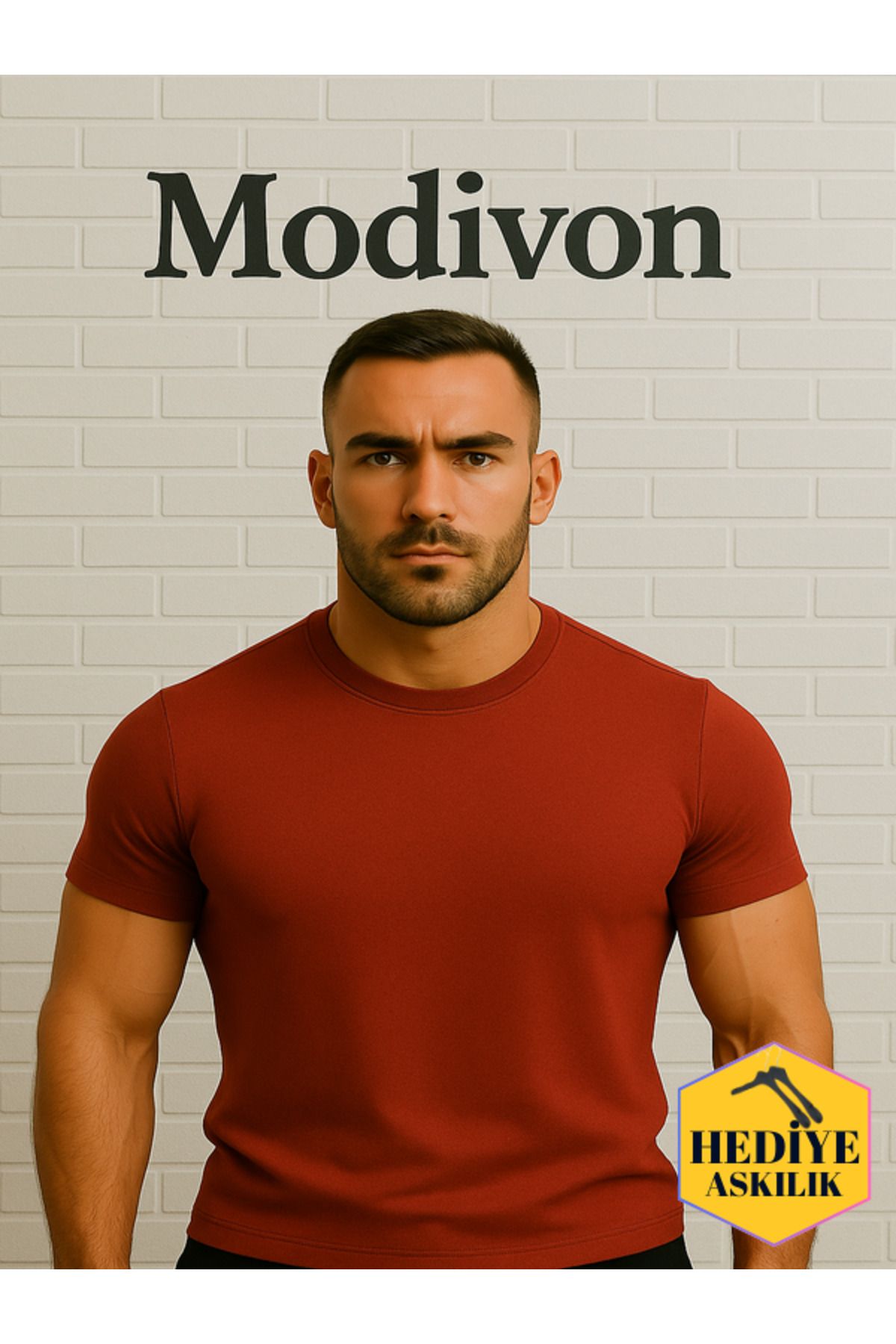 Modivon ERKEK TİŞÖRT | SPORCU, DAR KESİM | ULTRA ESNEK YÜKSEK KALİTE LİKRALI KUMAŞ!