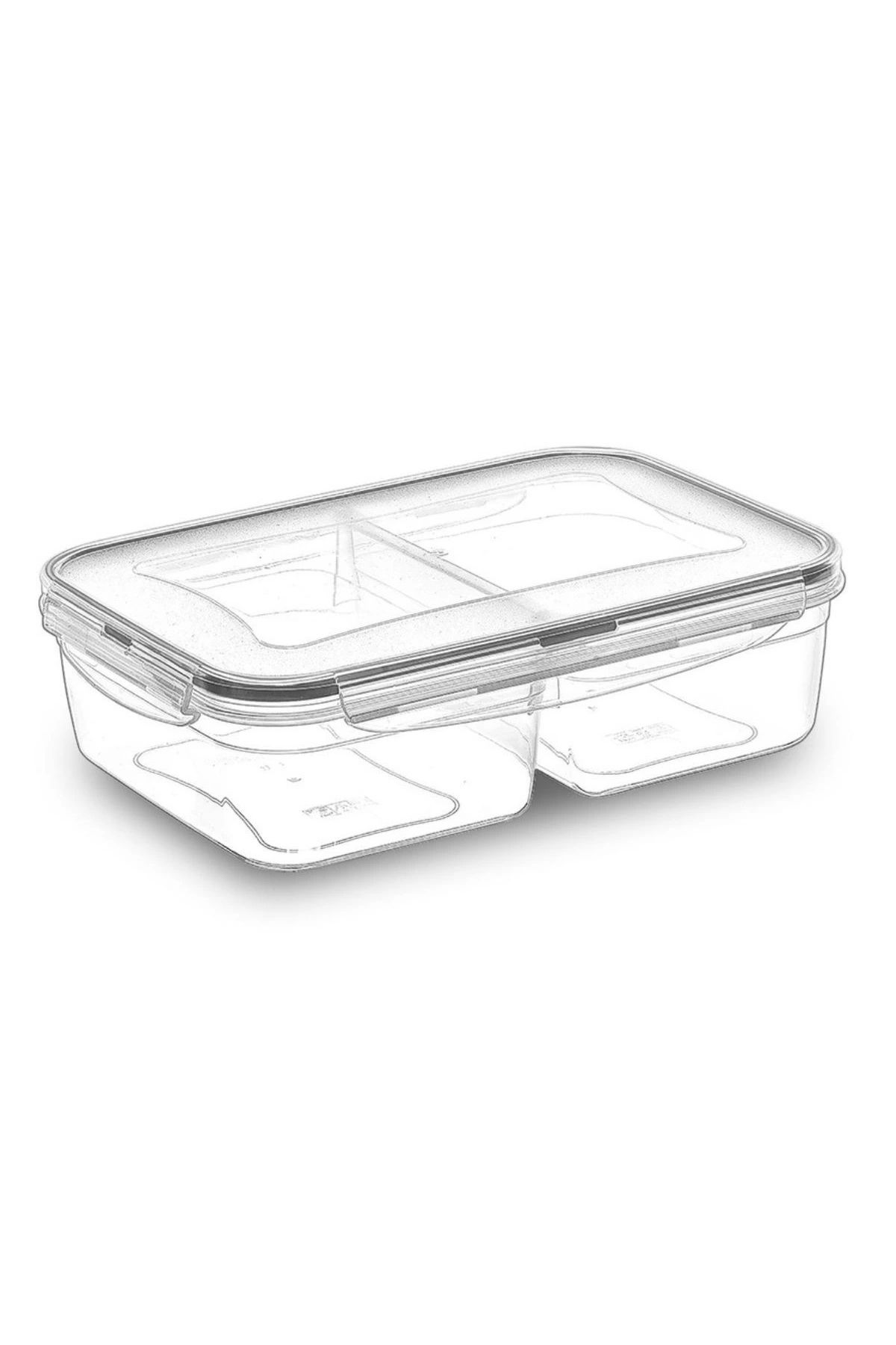 HayMed 2 Bölmeli 1+1 Litre Kilitli Kapaklı Erzak Saklama Kabı Lc-525 (4172)