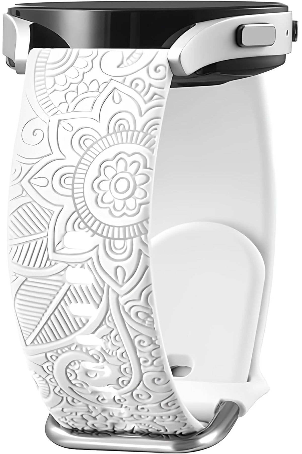 KDROĞLU KDROGLU 20mm Akıllı Saat Modelleri İçin Çiçek İşlemeli Yumuşak Silikon Kordon Galaxy Watch
