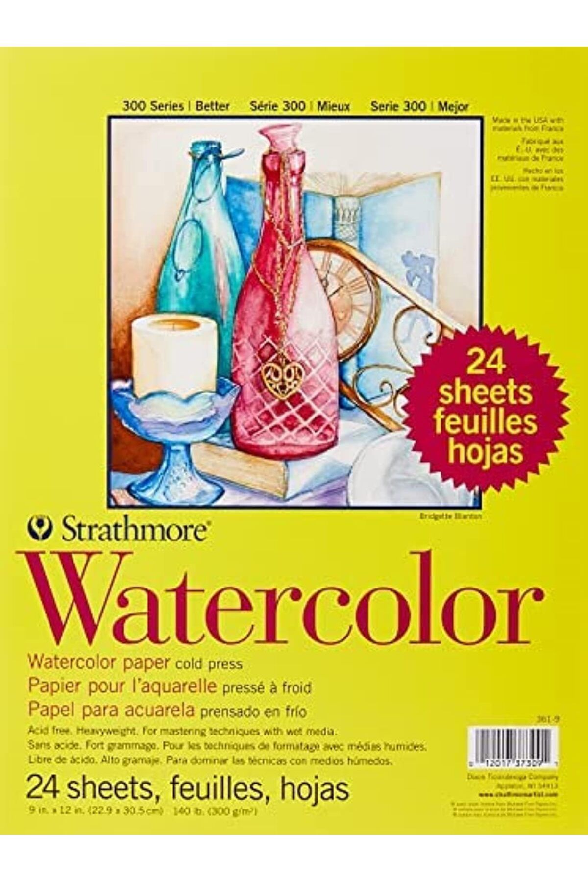 STOREMAX bystoreby Resmi kağıt Strathmore Watercolor Pad 9 inç x 12 inç, 24 yaprak NewDesing 646268