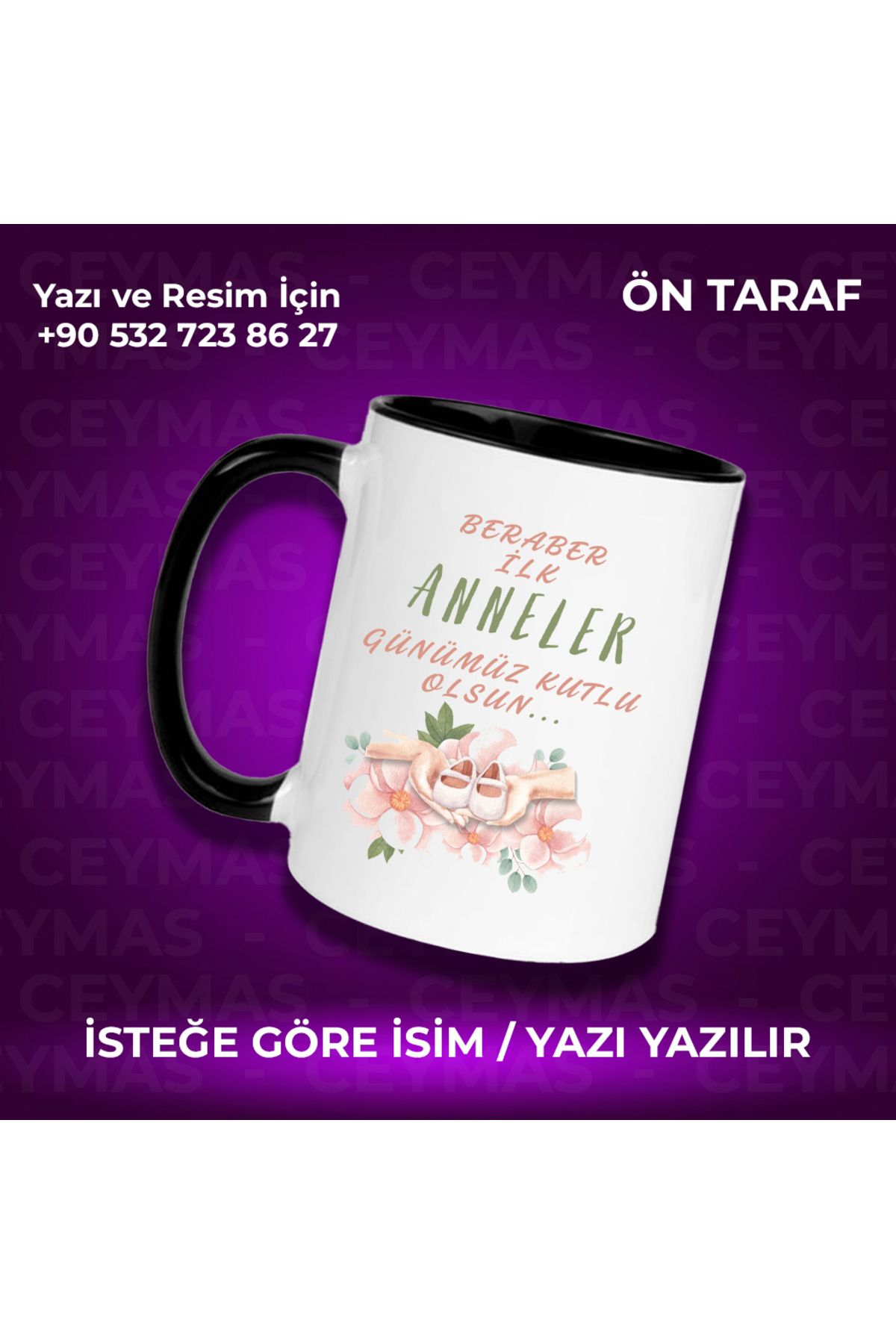 Ceymas Hediyelik Kişiye Özel İsimli İlk Anneler Günün Kutlu Olsun Kupa Bardak