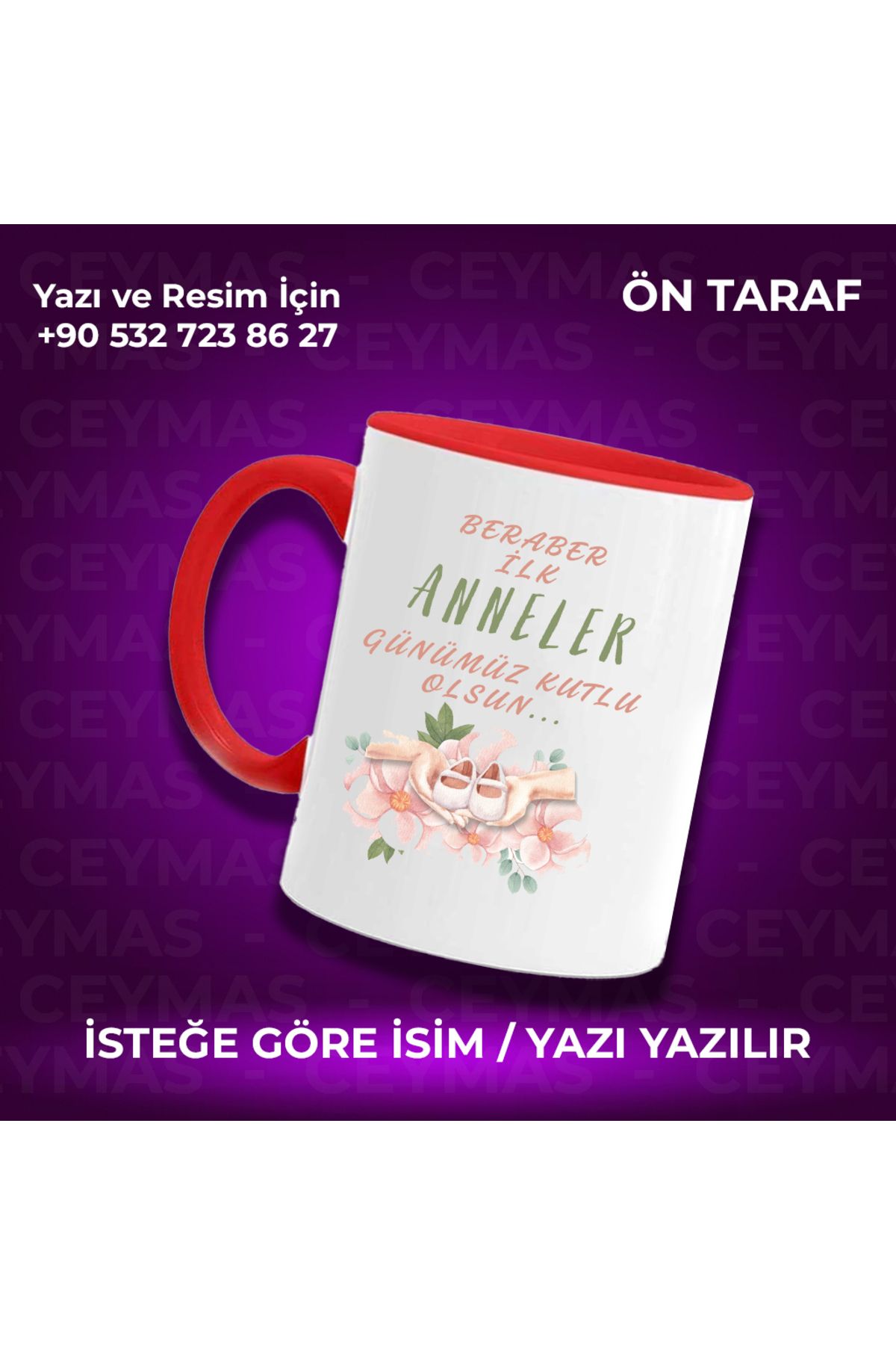 Ceymas Hediyelik Kişiye Özel İsimli İlk Anneler Günün Kutlu Olsun Kupa Bardak
